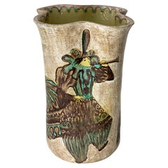 Elso Sora for A.M.A. Pesaro Italian Hand-Painted Floor Vase or Umbrella Stand