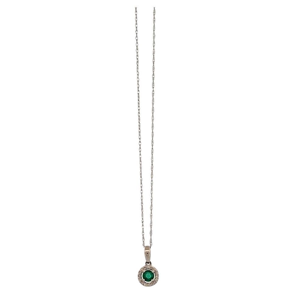 Elspeth 10k White Gold Emerald Necklace – Dainty May Birthstone Jewelry
