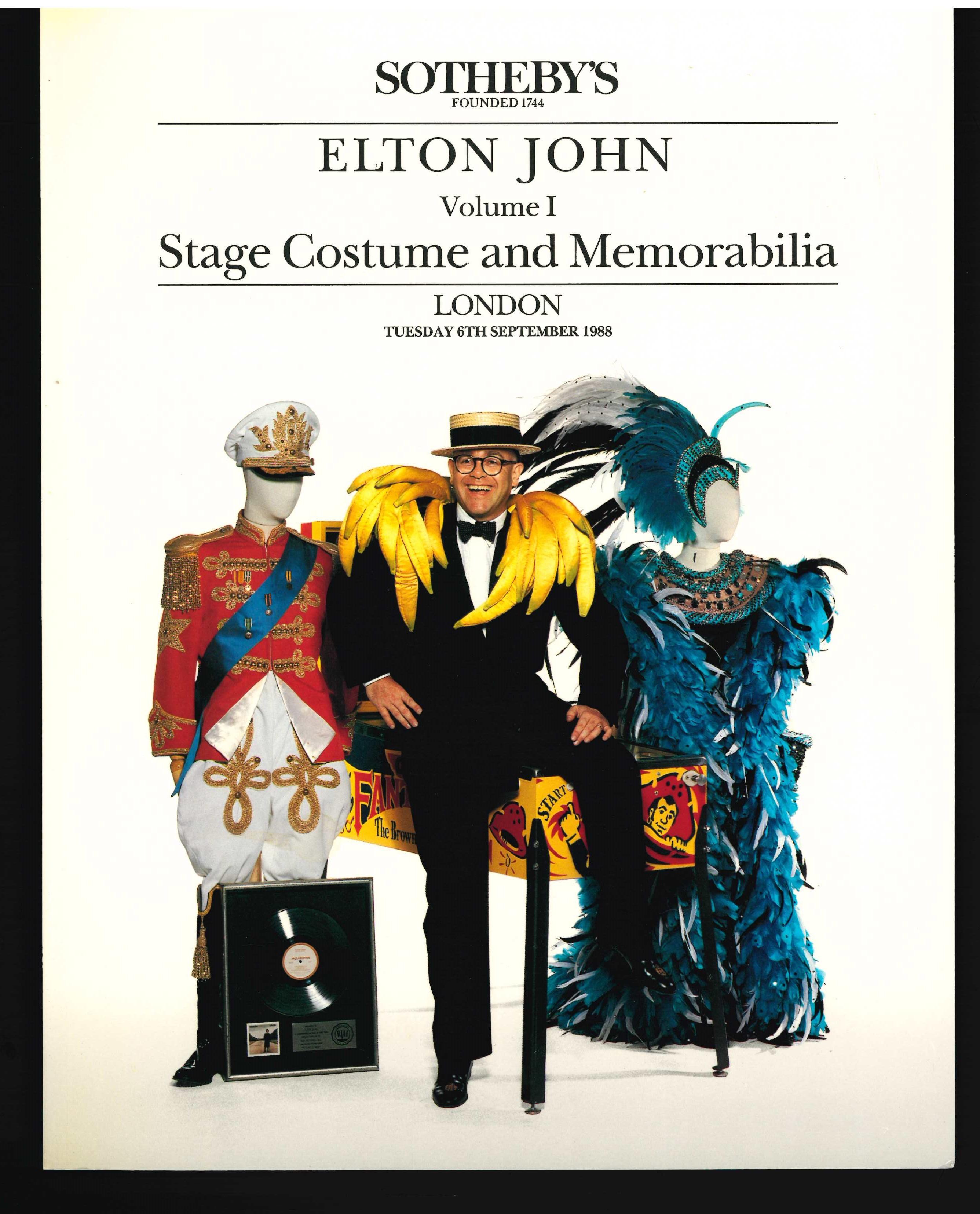 This is the 4 volume set of sales catalogues produced by Sotheby's for the Elton John sale in 1988. The collection is amazing and the stage costumes and glasses are probably as expected, the rest of the items spring a number of surprises with its