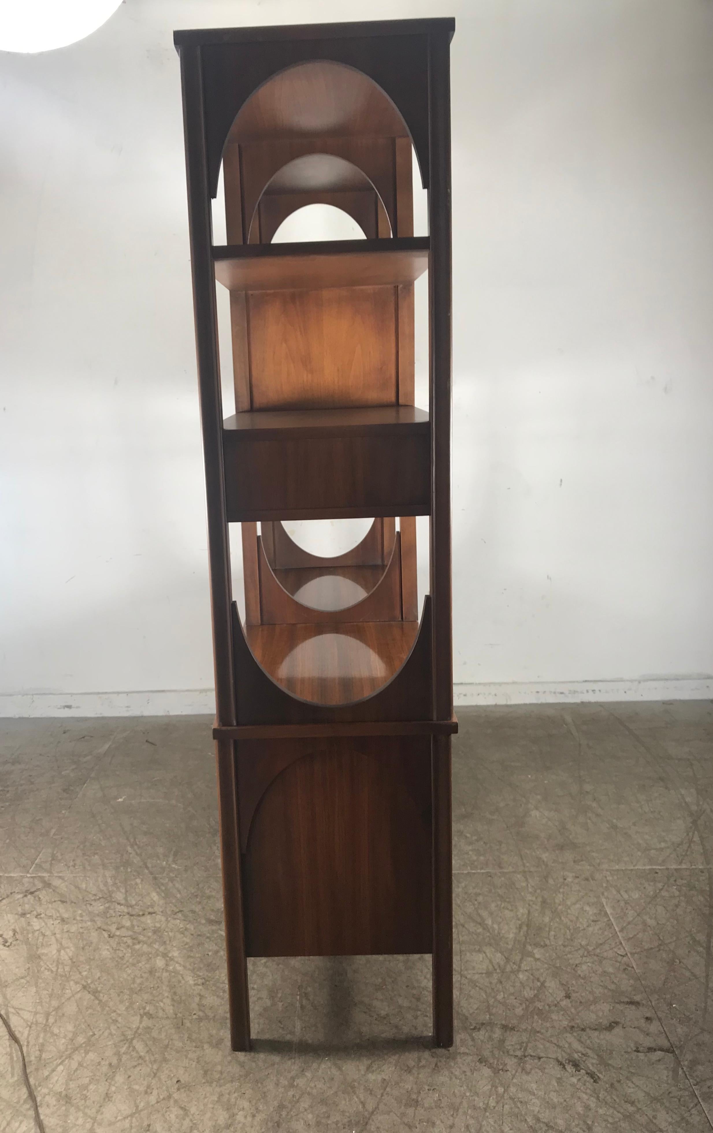 Mid-Century Modern Elusive Kent Coffey Perspecta Double-Sided Room Divider, Sculpted Walnut