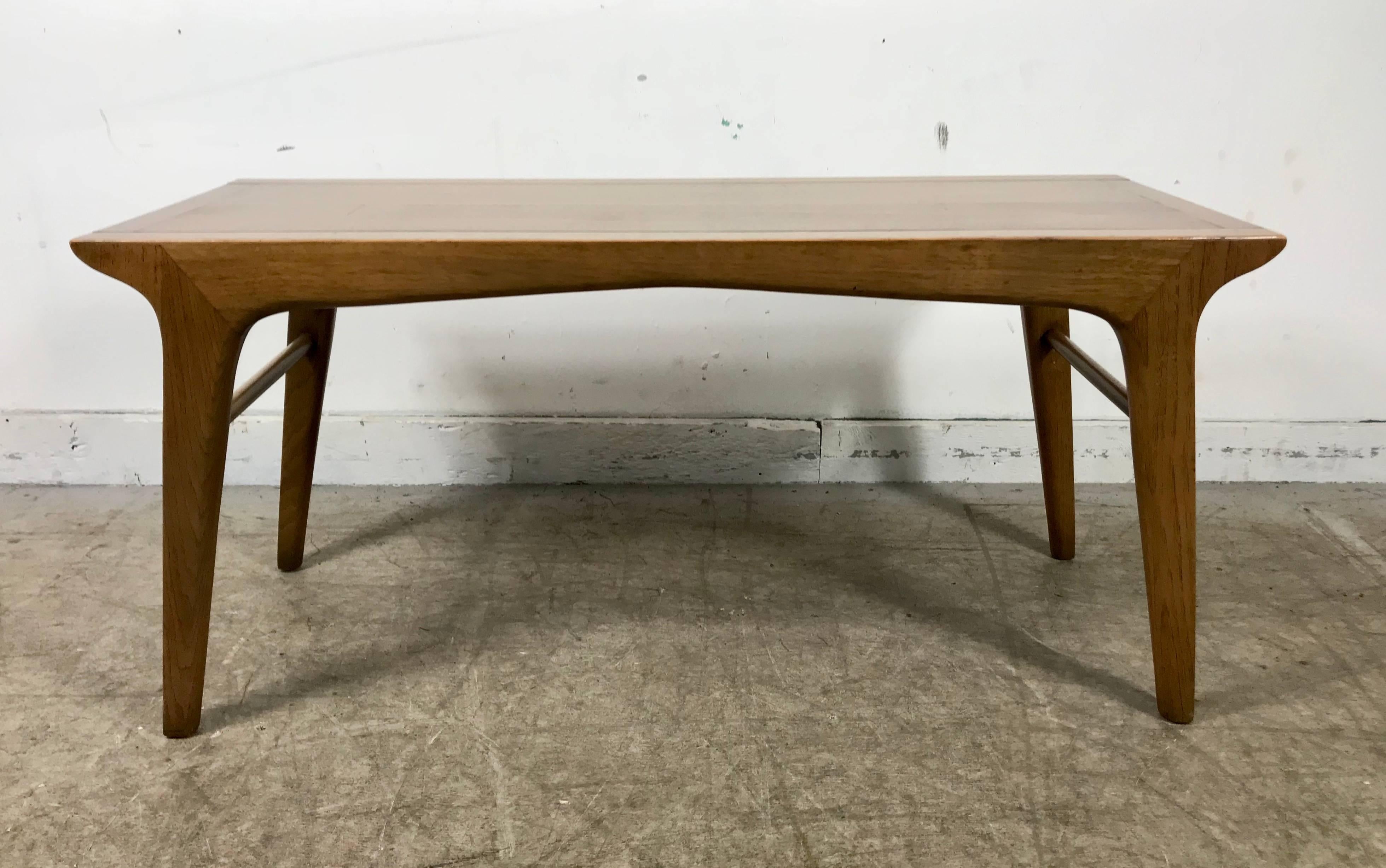 Modernist bench or table by John Van Koert for Drexel, superior quality and construction. Scaled down version of the classic dining table, simple, elegant design.