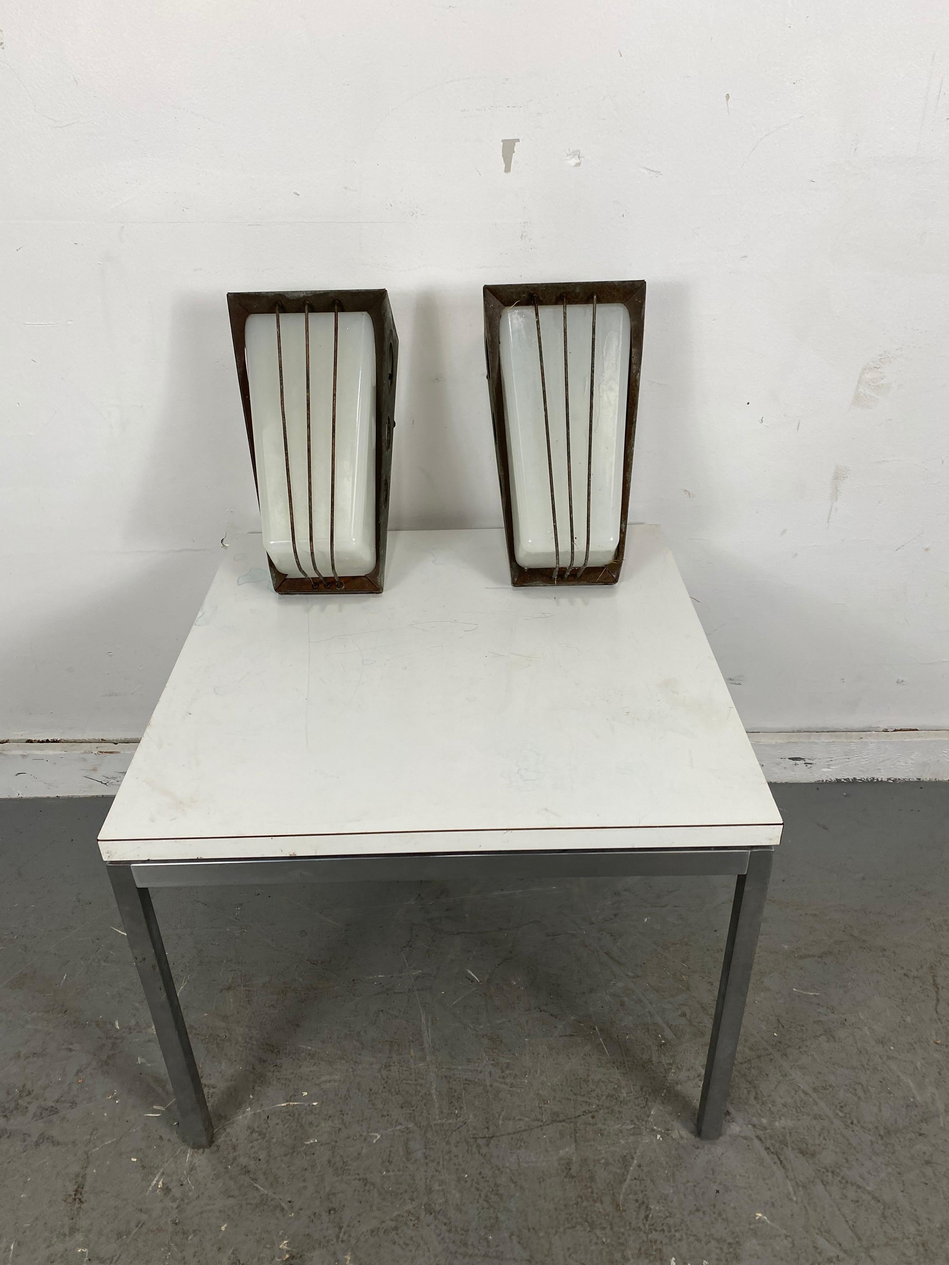 Mid-20th Century Elusive Modernist Outdoor Sconces Attributed to Gerald Thurston for Lightolier