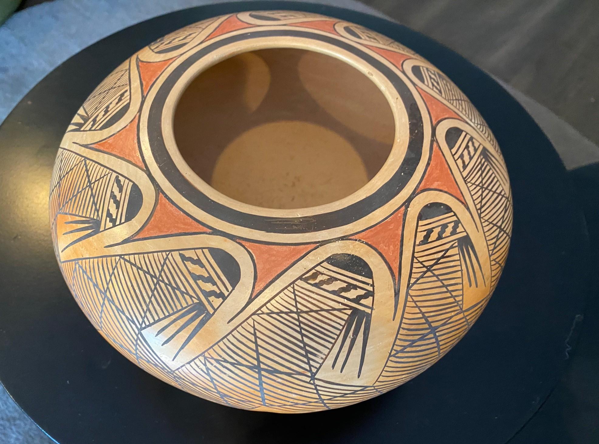 Elva Nampeyo firmata Nativi Americani Indiani Hopi Tewa Pueblo Vaso Ciotola in Ceramica in vendita 2