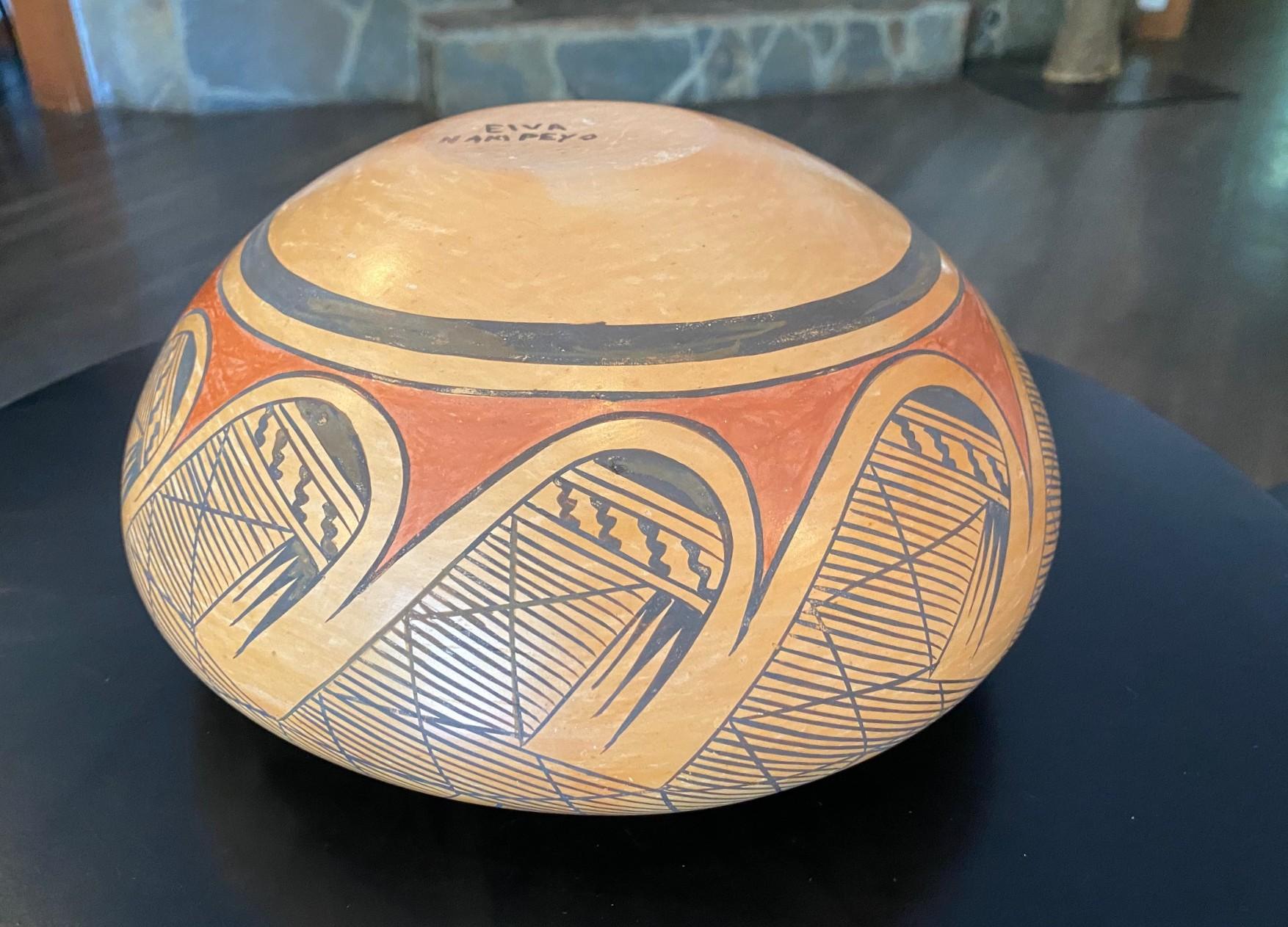 Elva Nampeyo firmata Nativi Americani Indiani Hopi Tewa Pueblo Vaso Ciotola in Ceramica in vendita 5