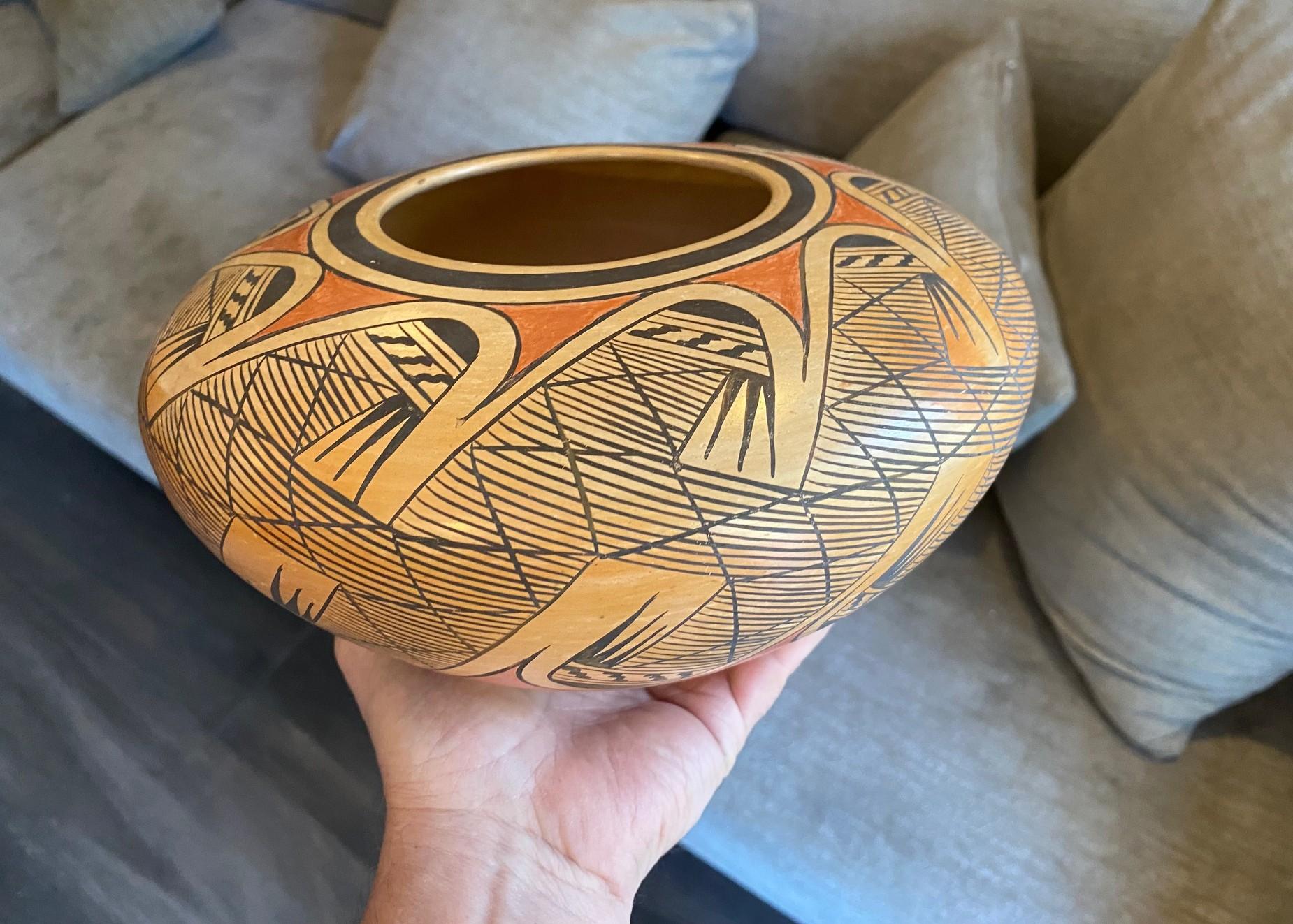 Elva Nampeyo firmata Nativi Americani Indiani Hopi Tewa Pueblo Vaso Ciotola in Ceramica in vendita 6