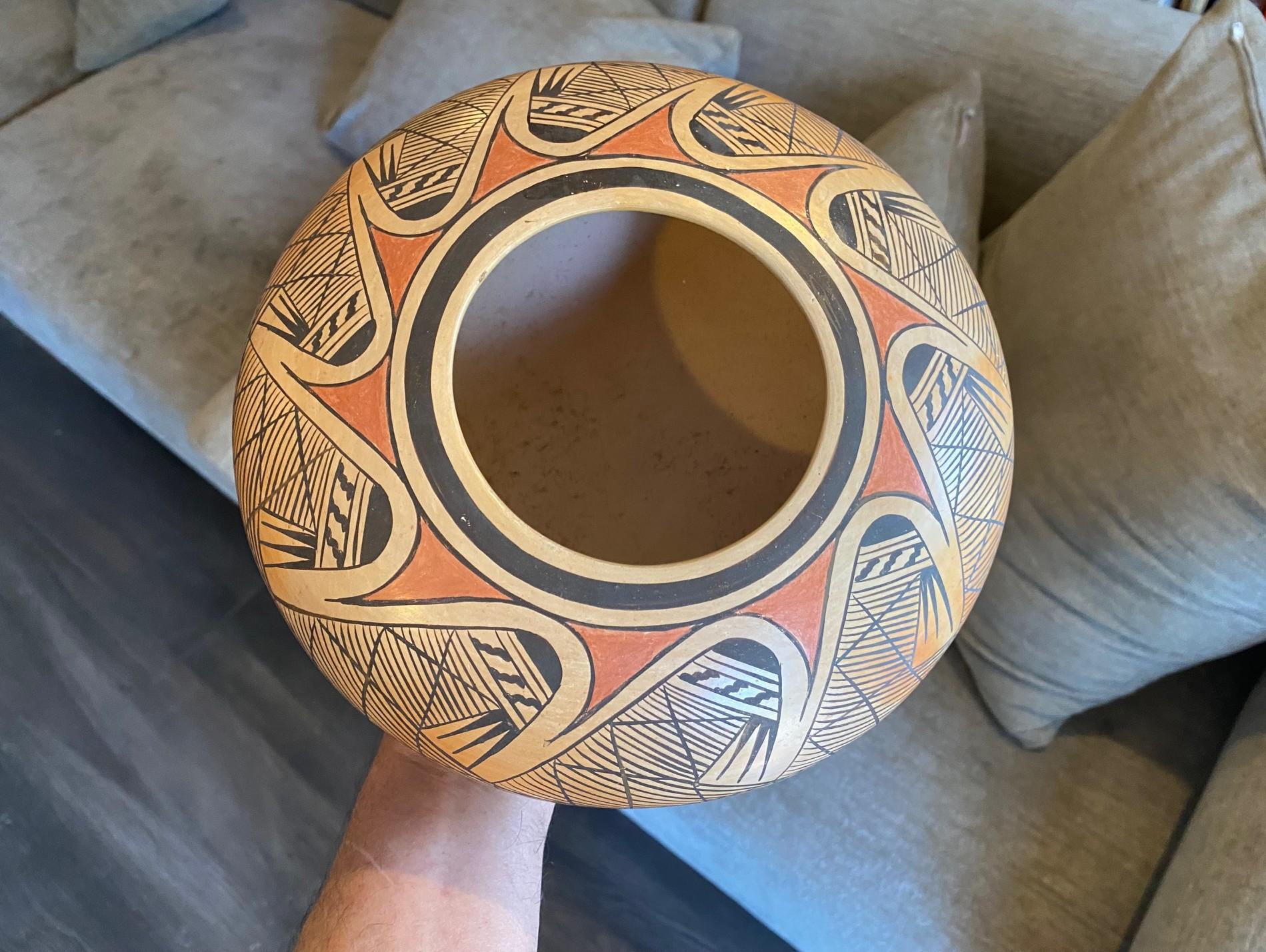 Elva Nampeyo firmata Nativi Americani Indiani Hopi Tewa Pueblo Vaso Ciotola in Ceramica in vendita 7