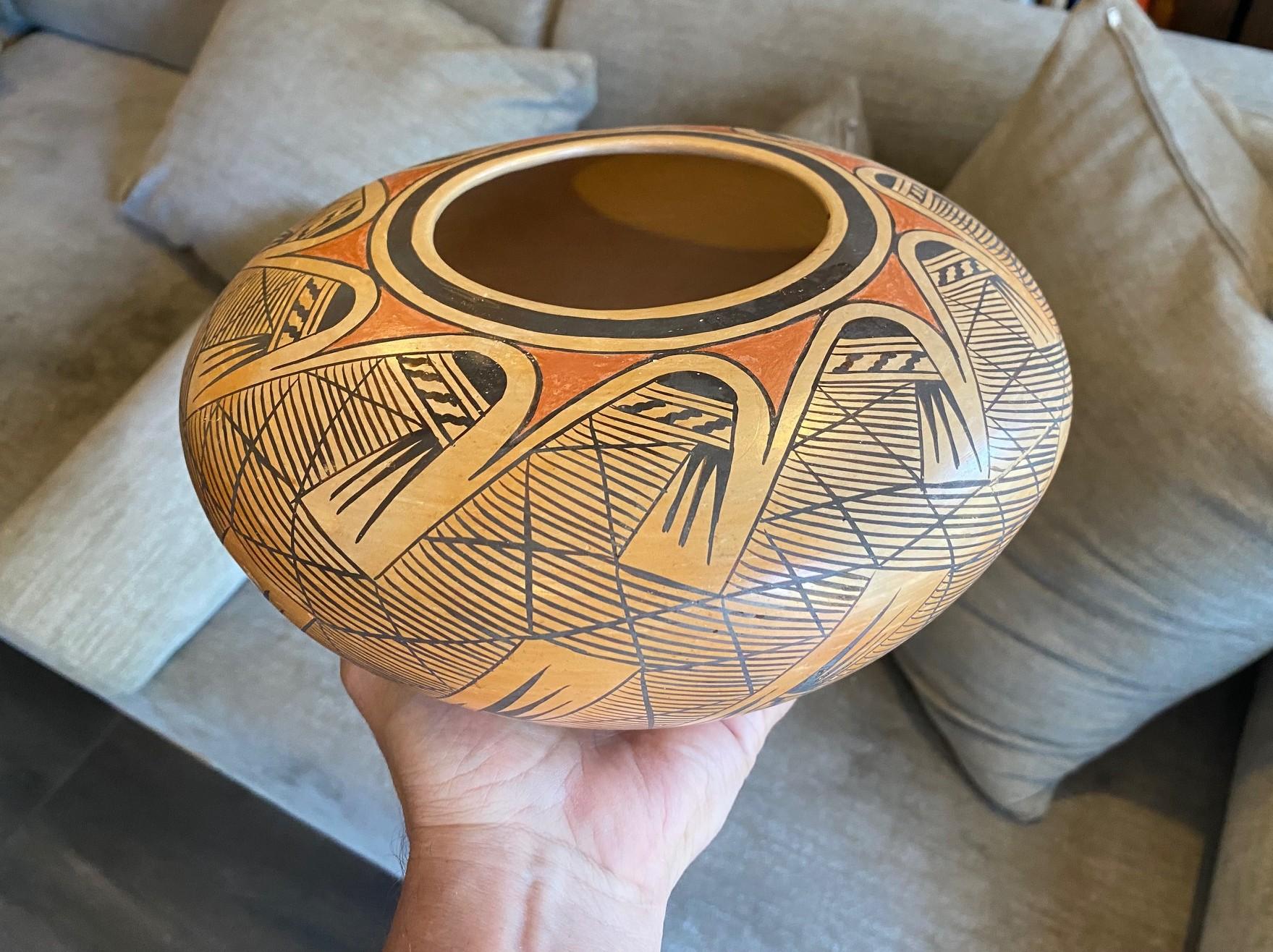 Elva Nampeyo firmata Nativi Americani Indiani Hopi Tewa Pueblo Vaso Ciotola in Ceramica in vendita 10