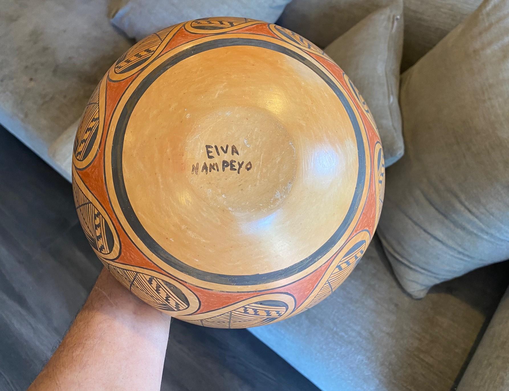 Elva Nampeyo firmata Nativi Americani Indiani Hopi Tewa Pueblo Vaso Ciotola in Ceramica in vendita 11