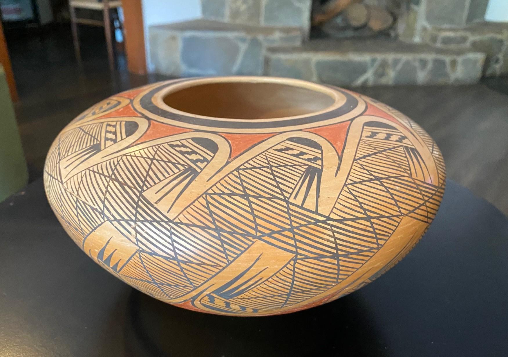 Americano Elva Nampeyo firmata Nativi Americani Indiani Hopi Tewa Pueblo Vaso Ciotola in Ceramica in vendita