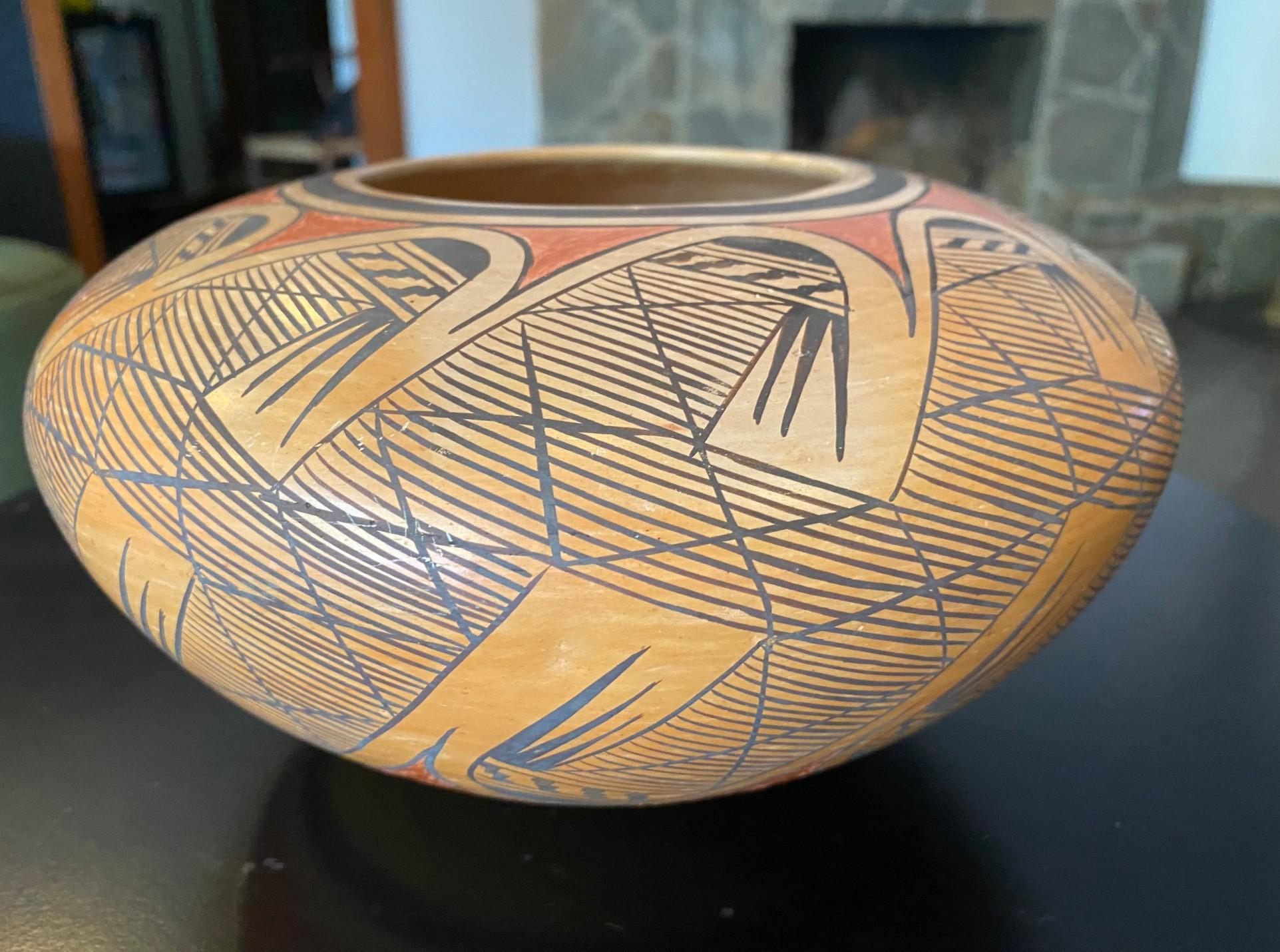 Elva Nampeyo firmata Nativi Americani Indiani Hopi Tewa Pueblo Vaso Ciotola in Ceramica in vendita 1