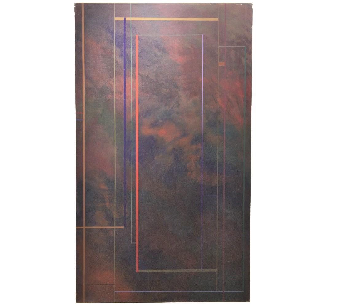 Elva Stewart Abstract Painting - Large Purple Geometric Contemporary Abstract