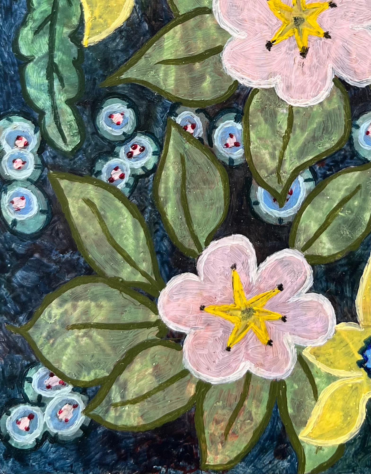 Pittura ad olio surrealista britannica degli anni '60 - Studio botanico astratto - Abstract Painting Grigio di Elvic Steele