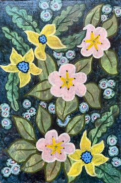 1960's British Surrealist Oil Painting - Abstract Botanical Study
