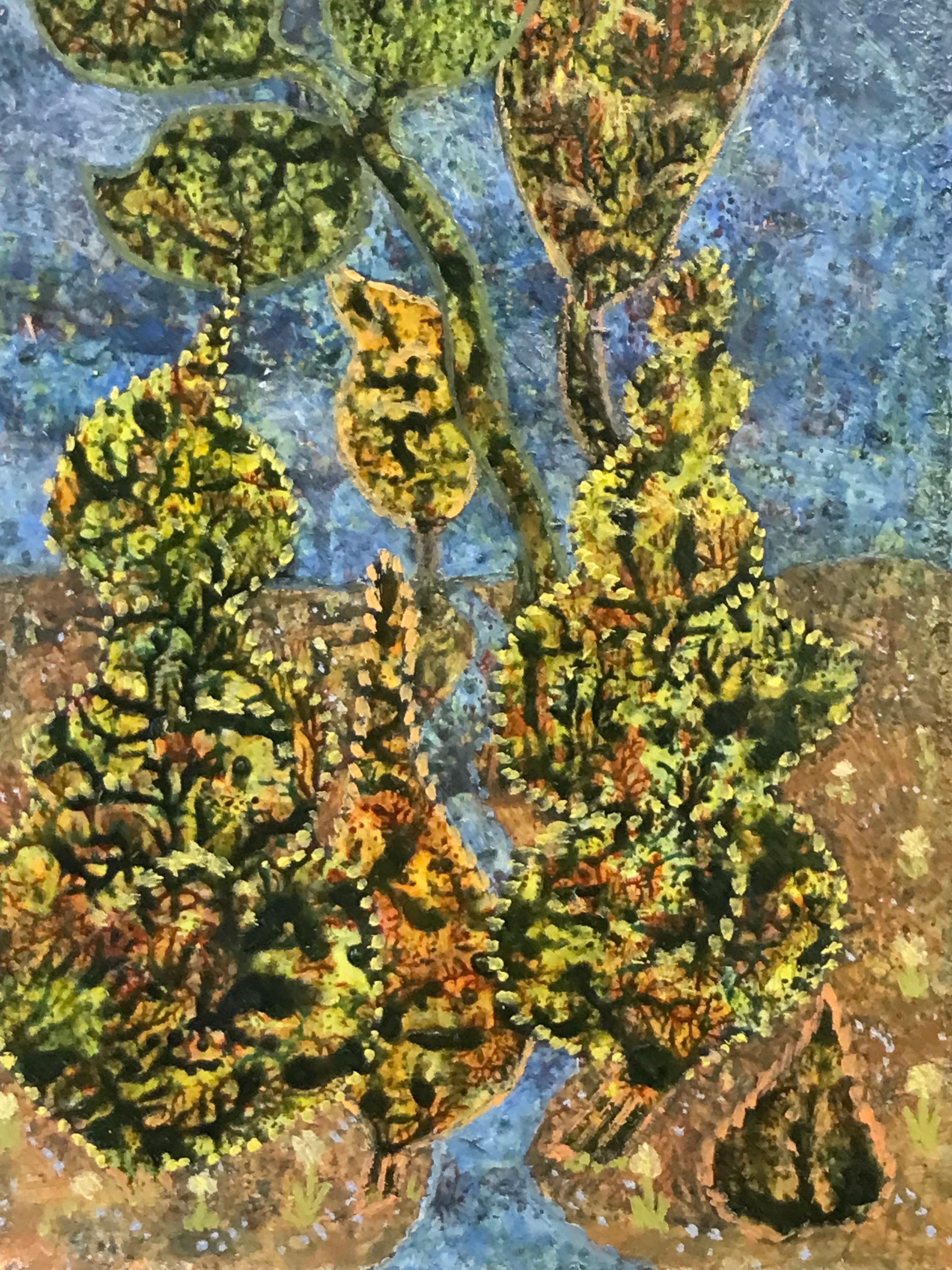 Peinture à l'huile surréaliste britannique des années 1960 - Peinture à l'huile abstraite vert herbe - Surréalisme Painting par Elvic Steele