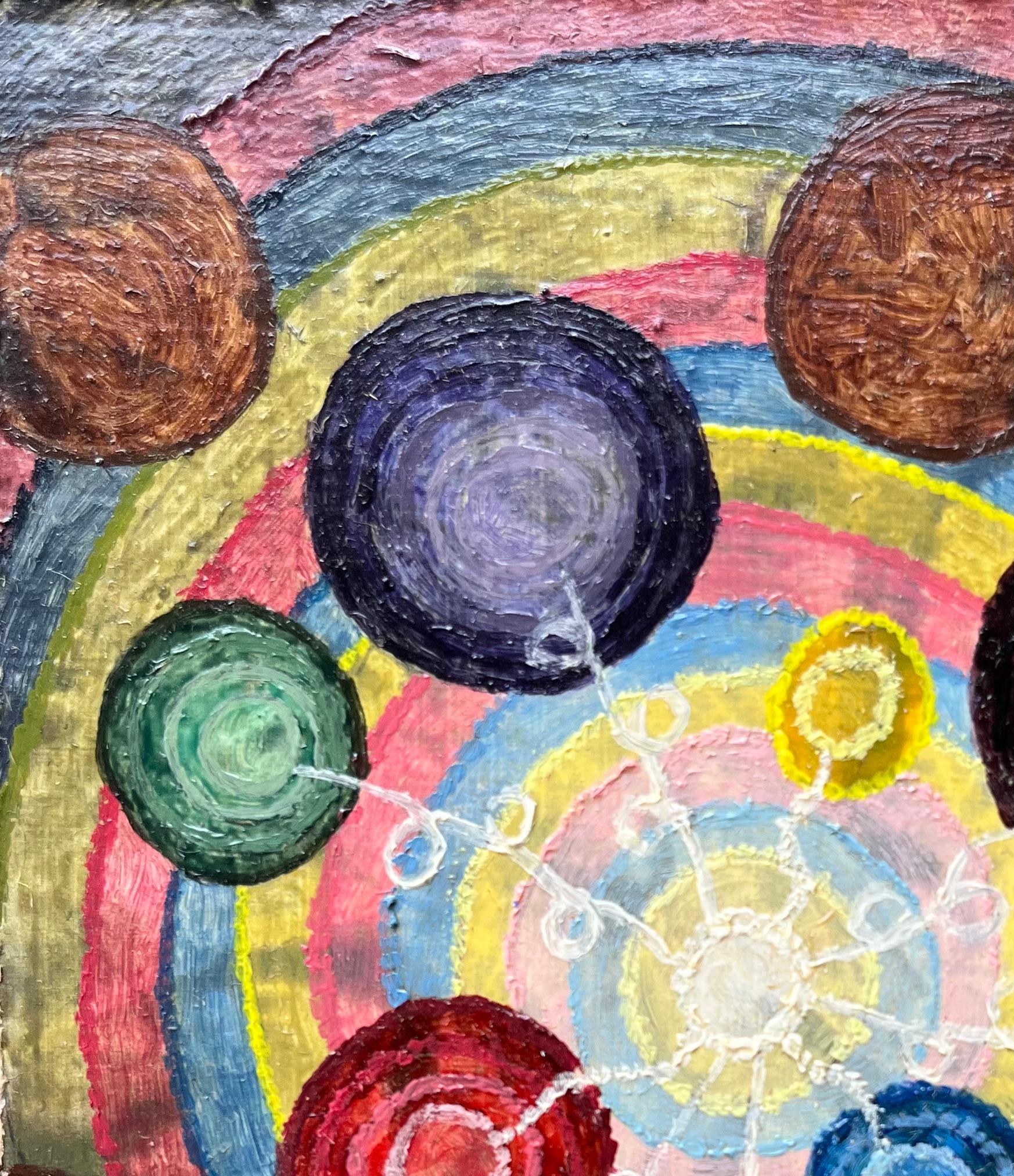 1960's British Surrealist Oil Painting - 'Adding Colour Numbers' Abstract Study For Sale 1