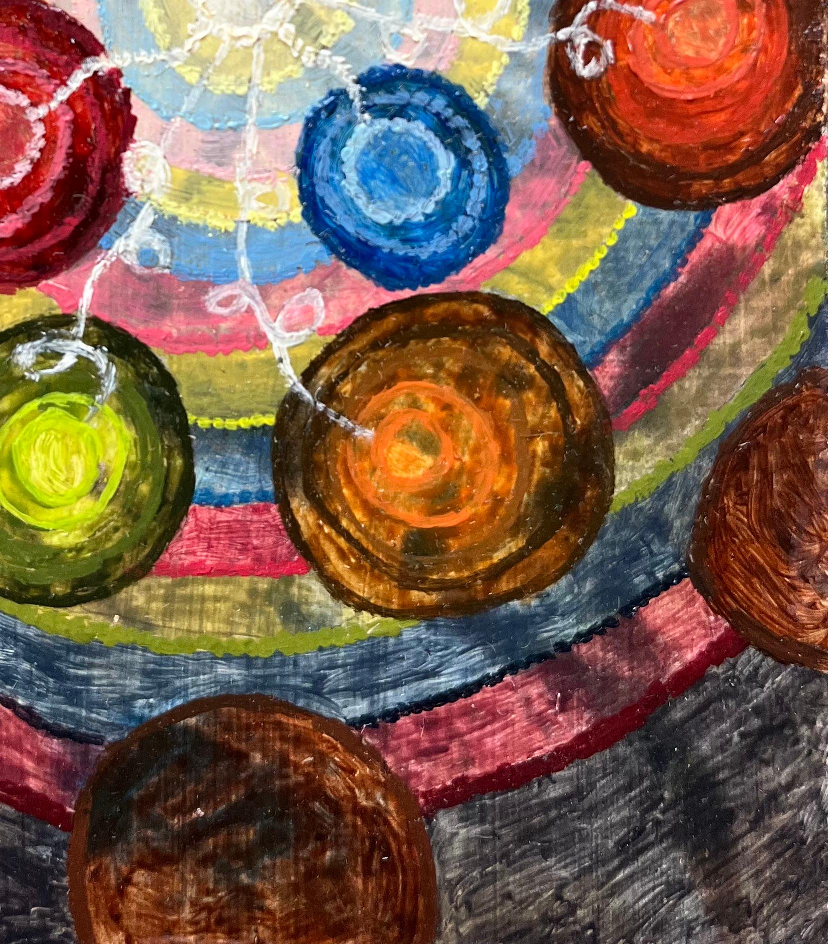 1960's British Surrealist Oil Painting - 'Adding Colour Numbers' Abstract Study For Sale 2