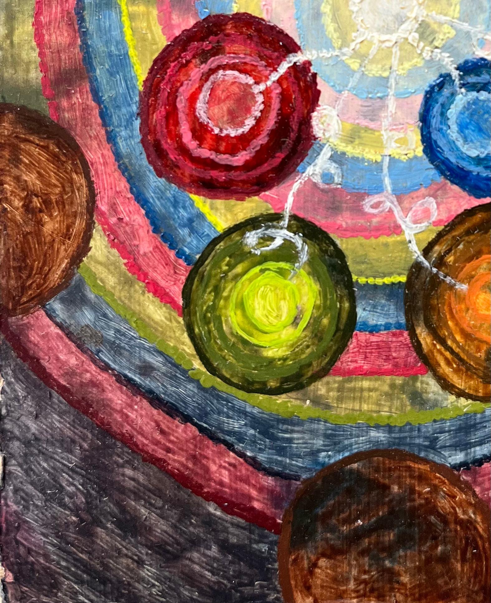 1960's British Surrealist Oil Painting - 'Adding Colour Numbers' Abstract Study For Sale 3