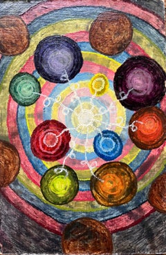 1960's British Surrealist Oil Painting - 'Adding Colour Numbers' Abstract Study
