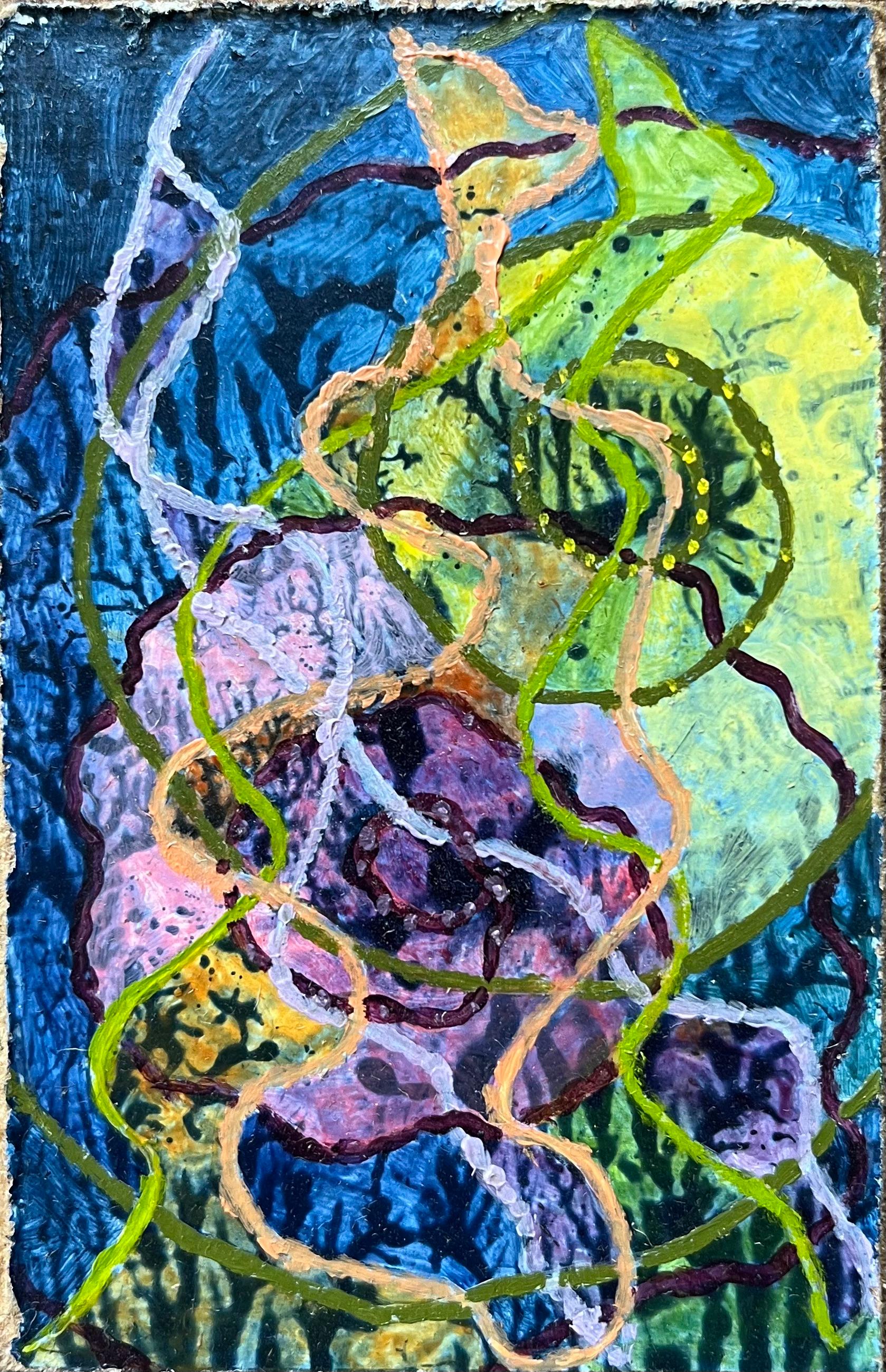 Abstract Painting di Elvic Steele - Pittura ad olio surrealista britannica degli anni '60 - "Bagatelle"