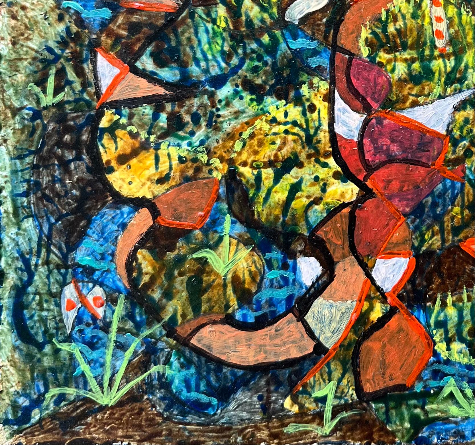 Título: Pintura al óleo surrealista británica de los años 60 - 