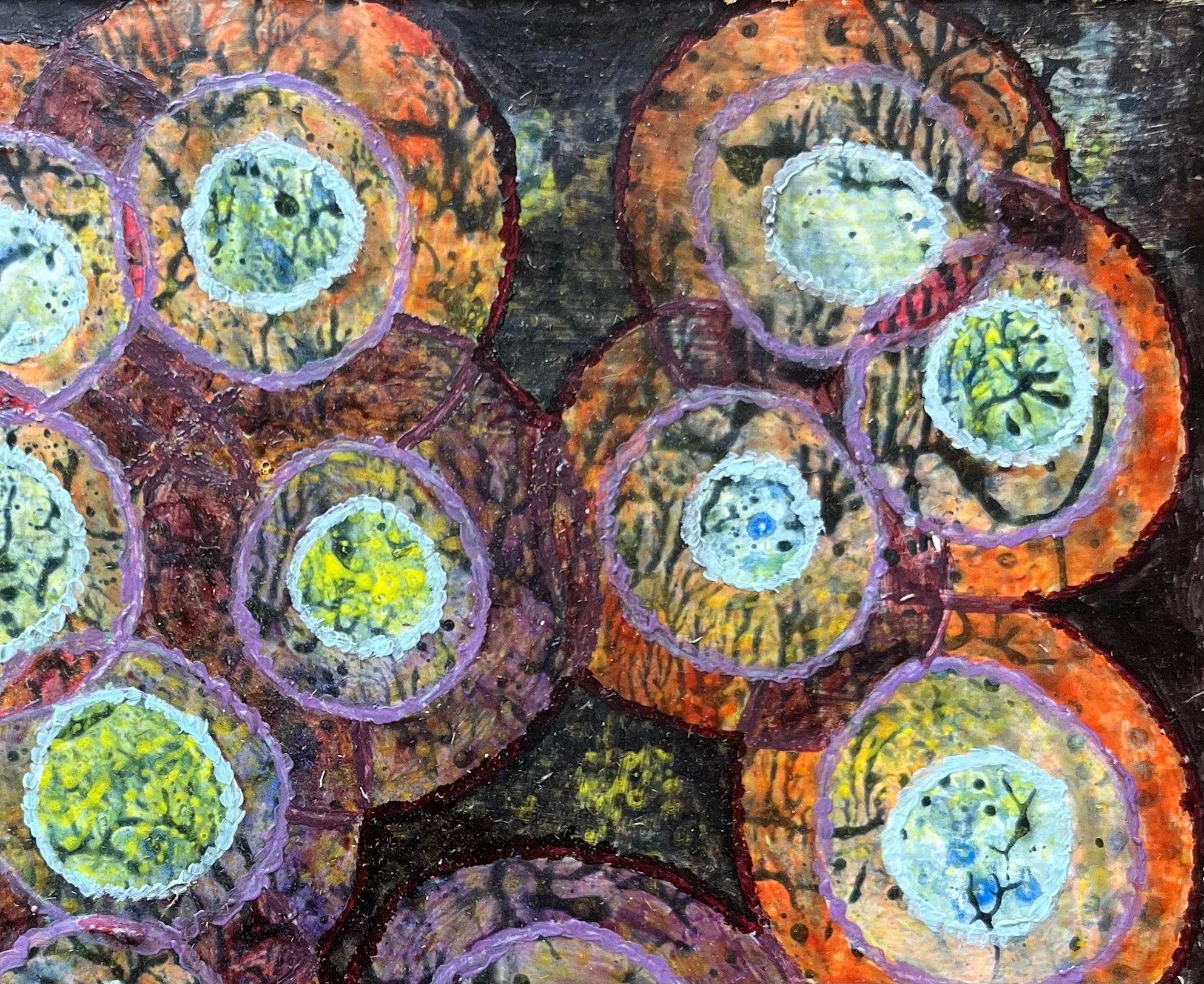 Pittura ad olio surrealista britannica degli anni '60 - 'Beginnings' astratto - Painting Surrealismo di Elvic Steele