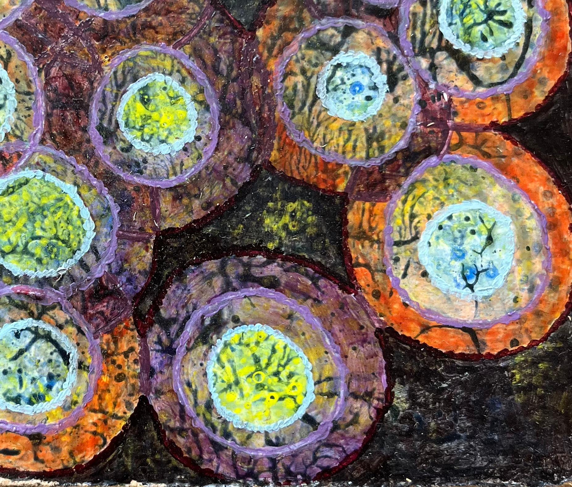 Pittura ad olio surrealista britannica degli anni '60 - 'Beginnings' astratto - Abstract Painting Grigio di Elvic Steele