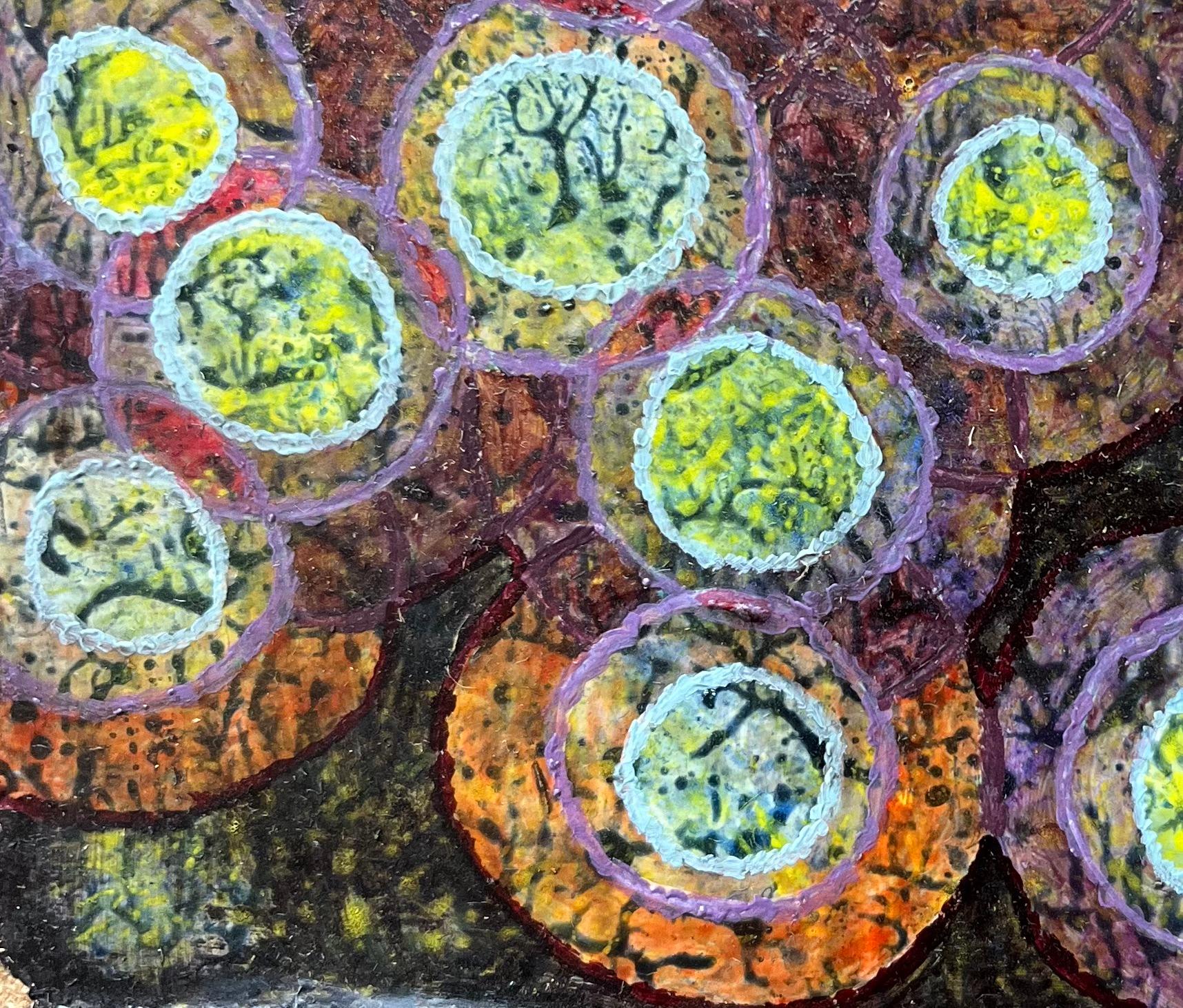 Pittura ad olio surrealista britannica degli anni '60 - 'Beginnings' astratto in vendita 1