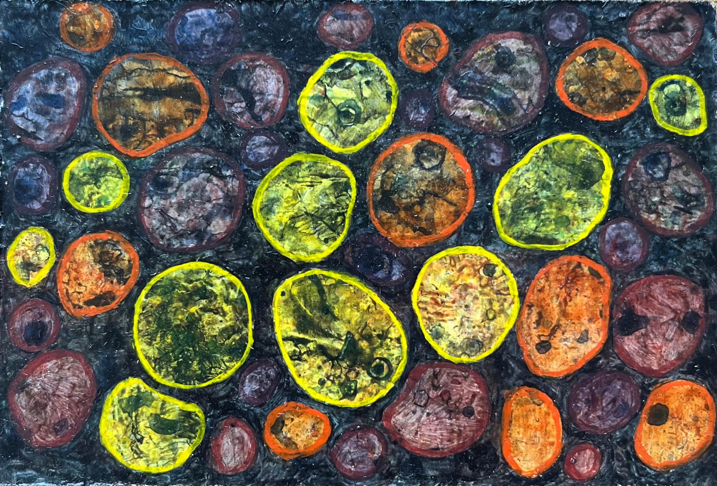 Abstract Painting di Elvic Steele - Pittura ad olio surrealista britannica degli anni '60 - "Beginnings" (Inizio)
