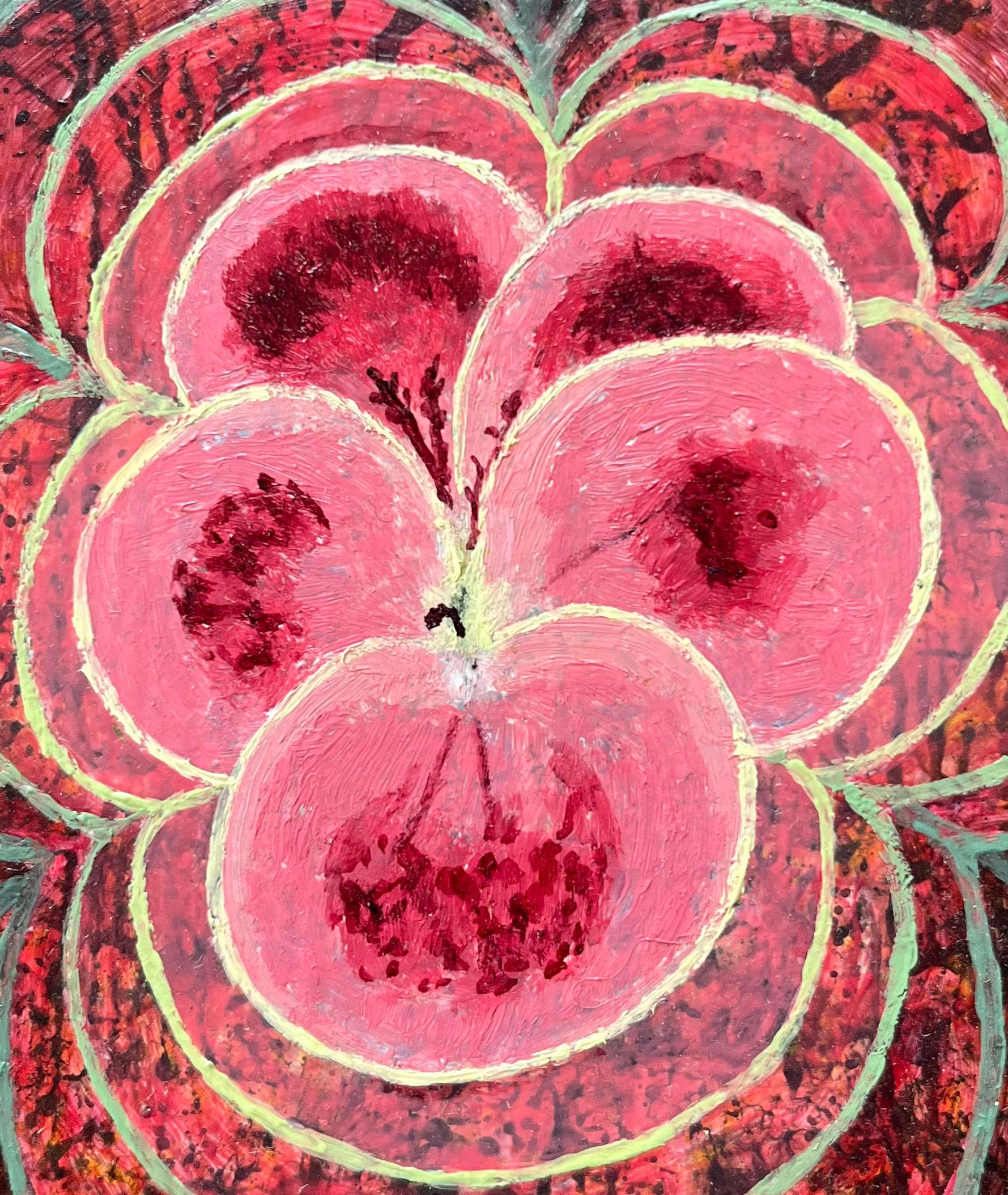 Pittura ad olio surrealista britannica degli anni '60 - Energia in fiore astratta in vendita 2