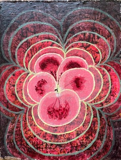 Peinture à l'huile surréaliste britannique des années 1960 - Abstract Blooming Energy