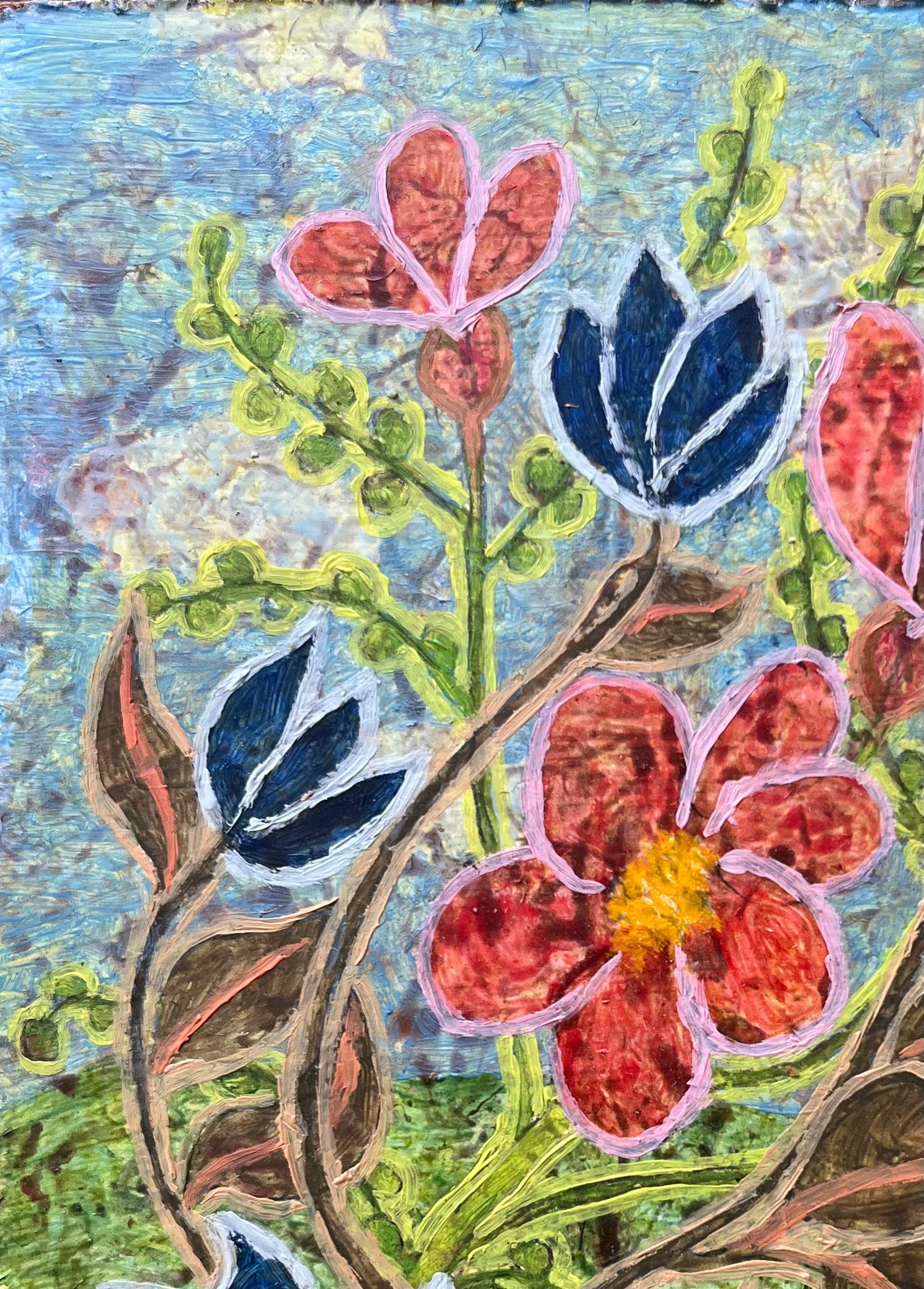 Titolo: Pittura ad olio surrealista britannica degli anni '60 - Fiori selvatici in fiore in primavera Astratto
Mezzo: Olio su tavola, senza cornice
Dimensioni: 6 altezza x 4,5 larghezza
Condizioni: Buono 
Provenienza: tutti i quadri che abbiamo di