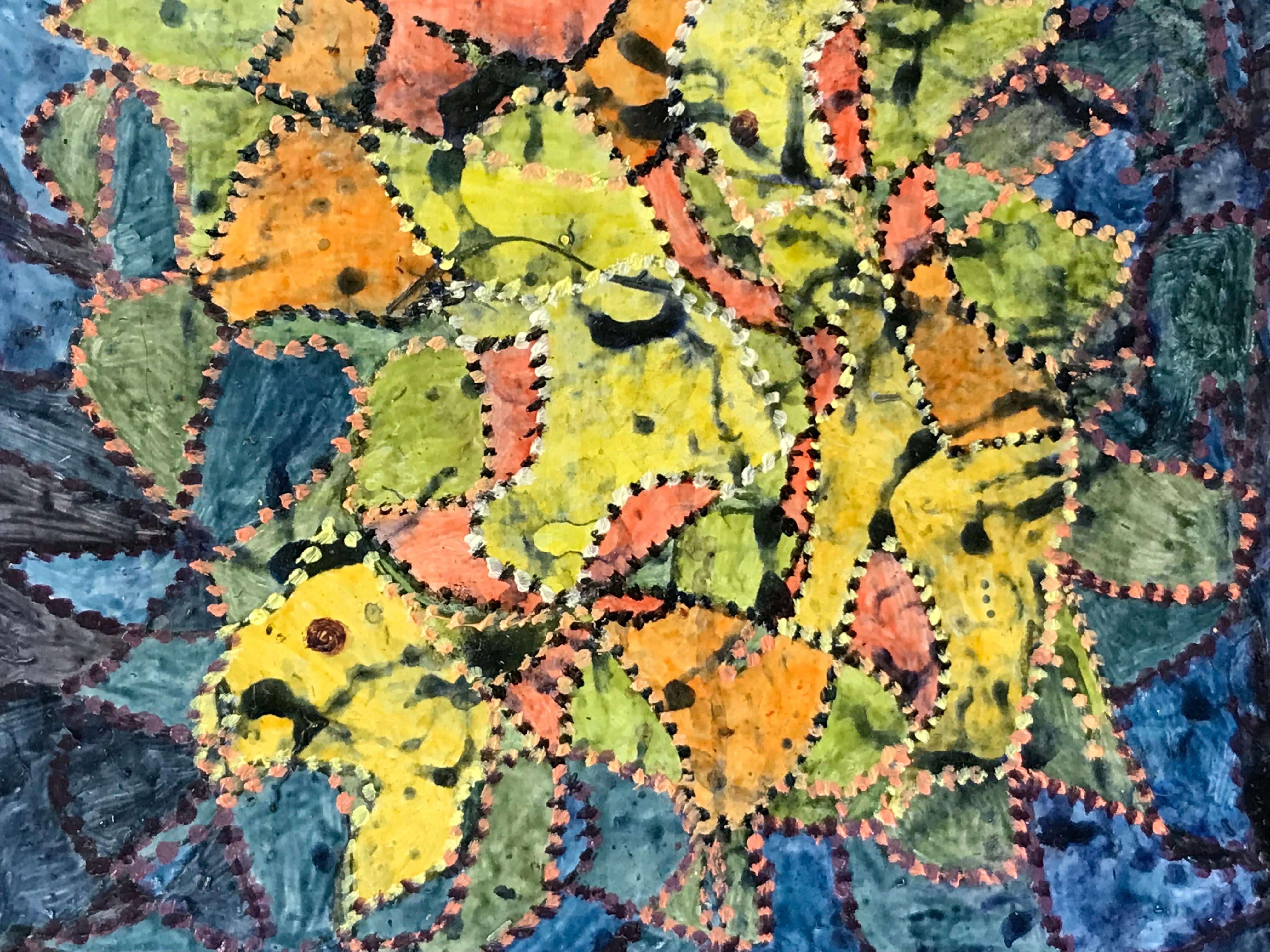 1960's British Surrealist Oil Painting - Bright & Colourful Abstract Design For Sale 1