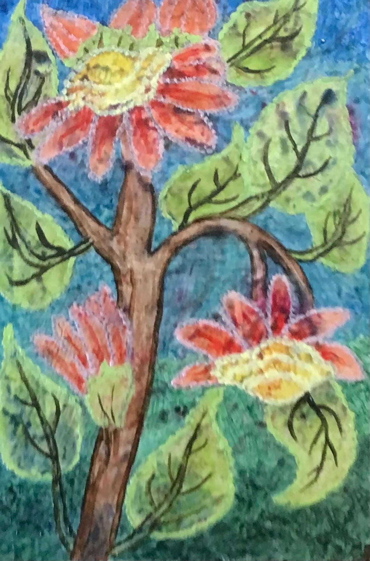Pittura ad olio surrealista britannica degli anni '60 - 'Paesaggio di alberi luminosi' Astratto - Painting di Elvic Steele