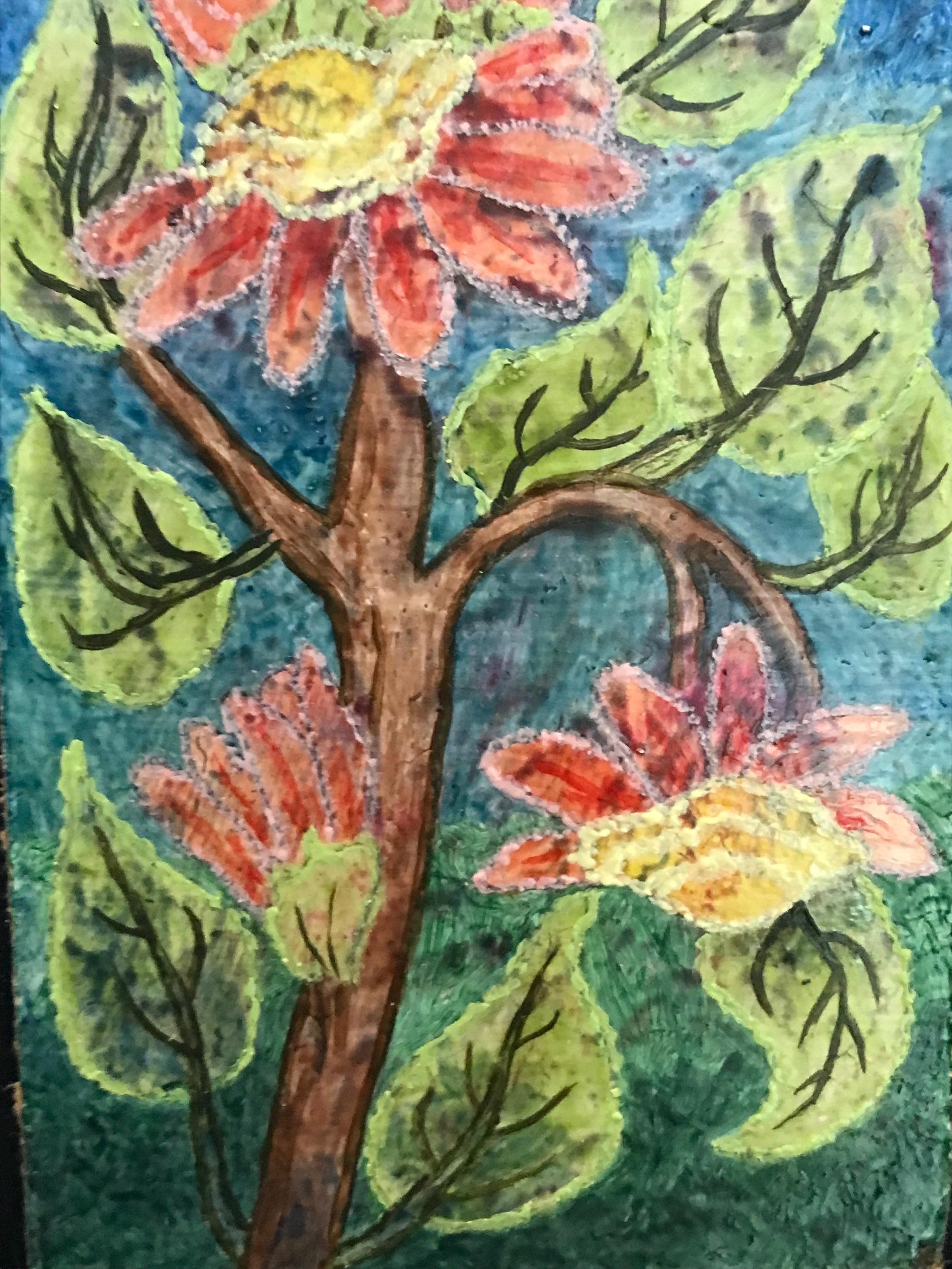 Pittura ad olio surrealista britannica degli anni '60 - 'Paesaggio di alberi luminosi' Astratto - Painting Surrealismo di Elvic Steele