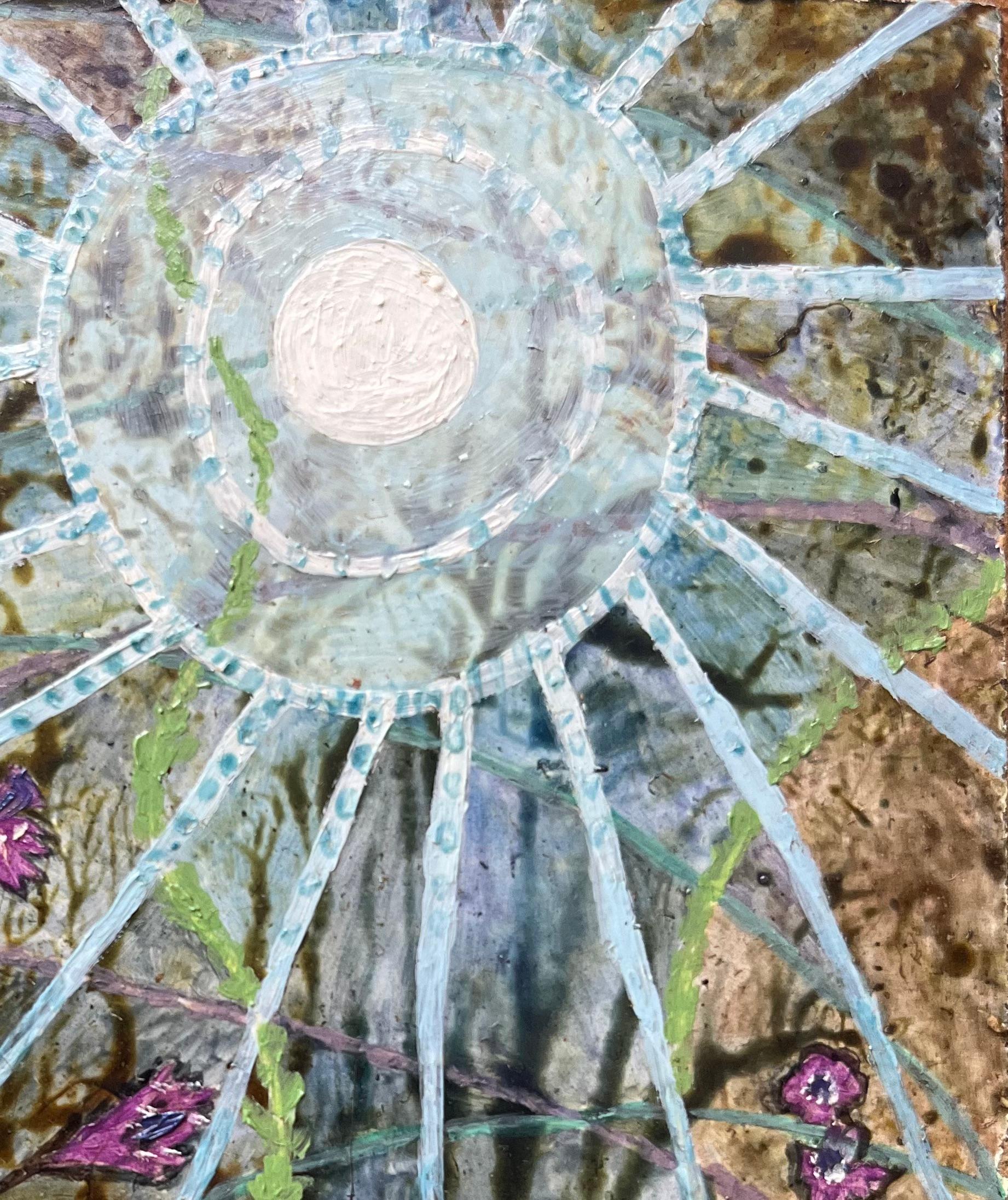 Pittura a olio surrealista britannica degli anni '60 - 'Sogni sotto la luna' Astratto - Painting Surrealismo di Elvic Steele