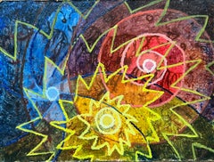 1960's British Surrealist Oil Painting - Dynamic Energy Circles