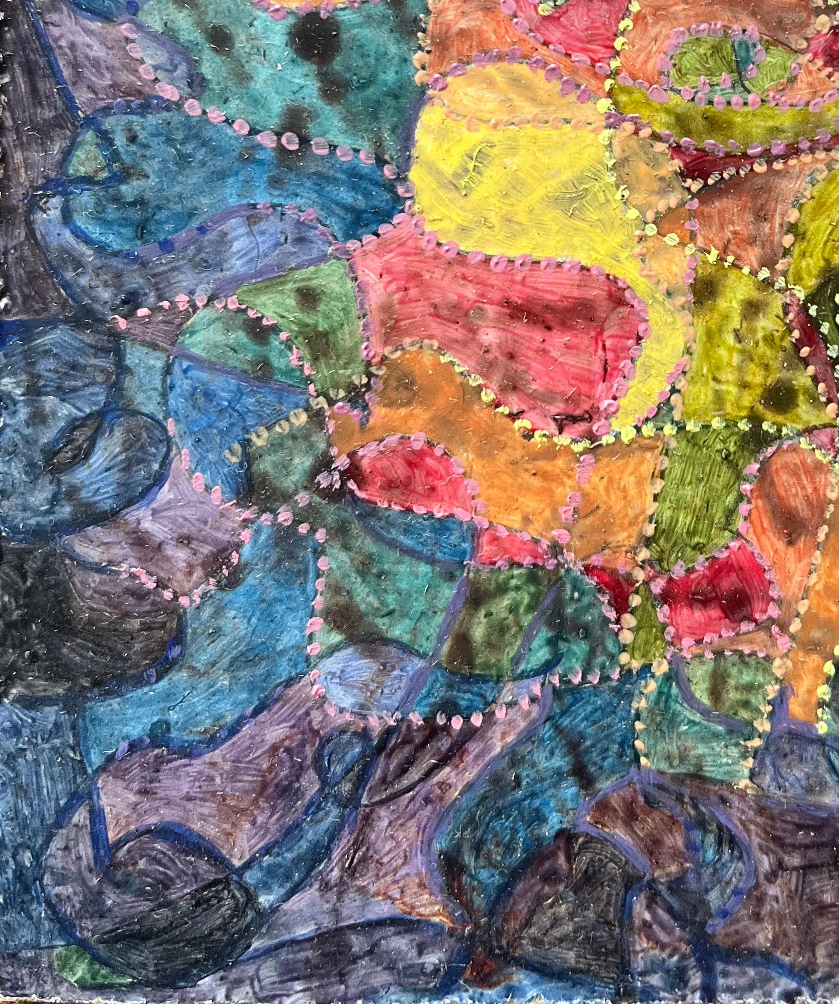 Pittura ad olio surrealista britannica degli anni '60 - 'Forma emergente' astratta - Abstract Painting Grigio di Elvic Steele