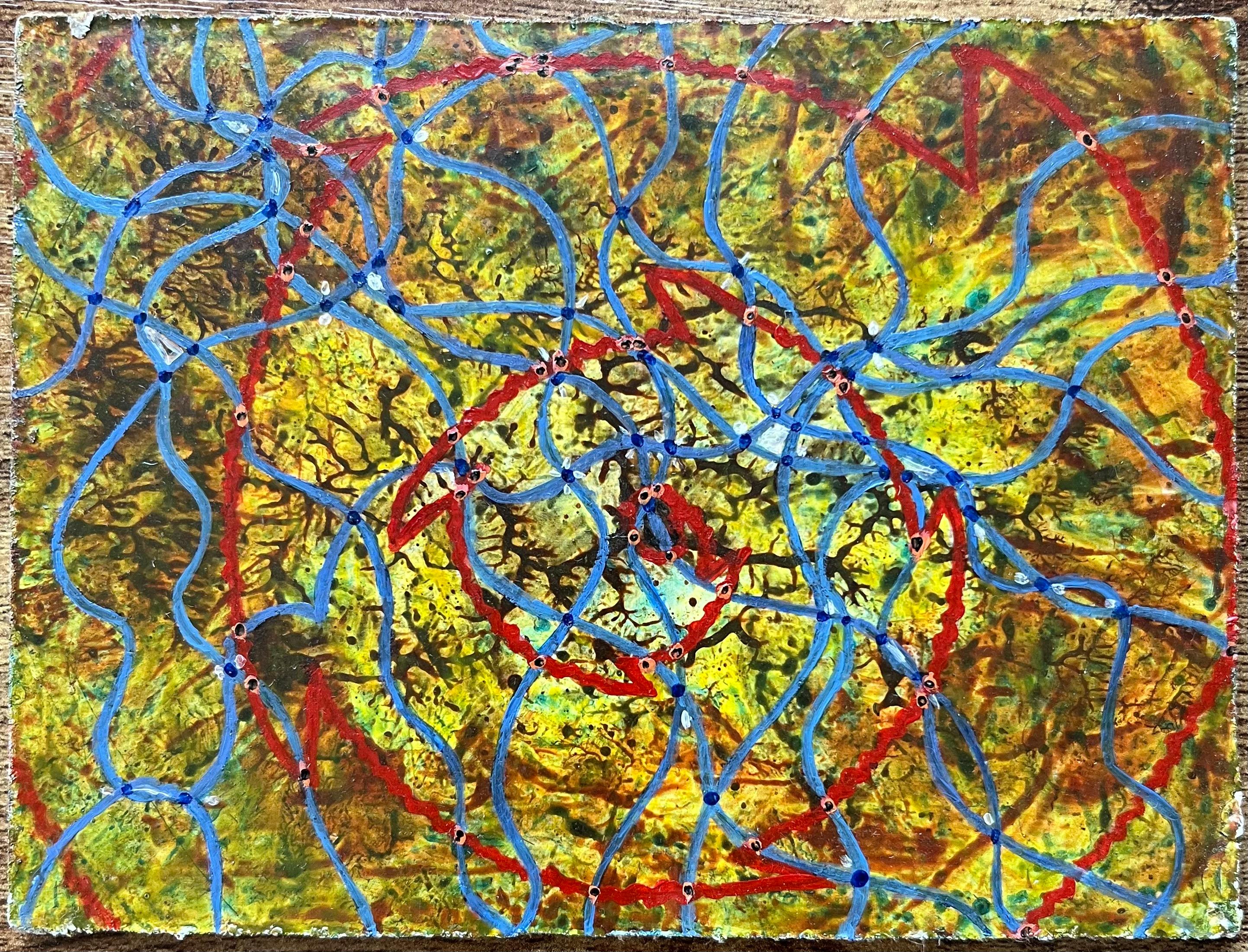 Pittura ad olio surrealista britannica degli anni '60 - 'Incontri' astratti - Painting di Elvic Steele