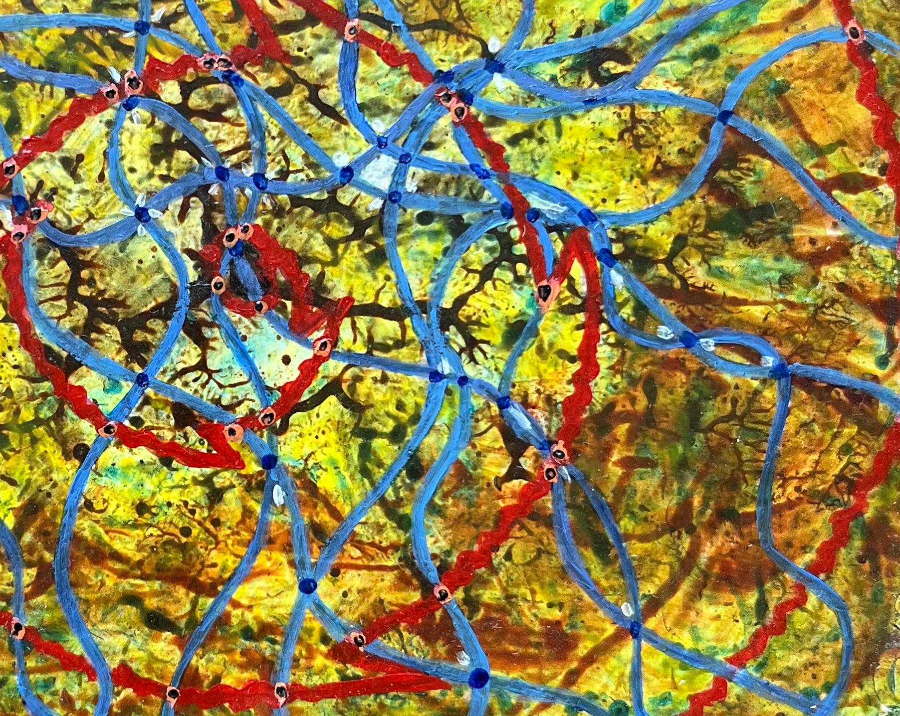 Pittura ad olio surrealista britannica degli anni '60 - 'Incontri' astratti - Painting Surrealismo di Elvic Steele