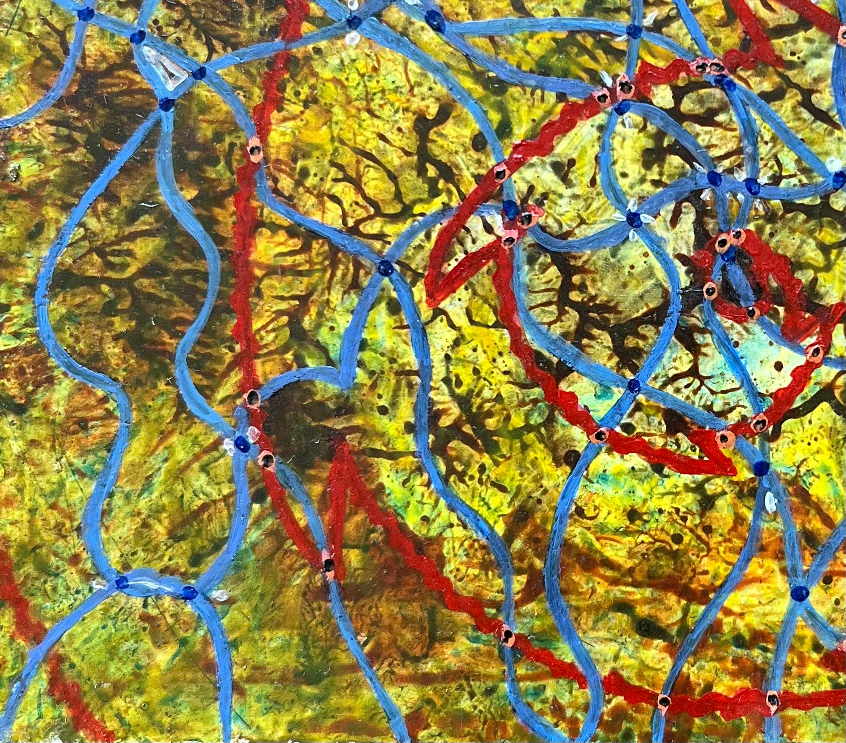 Titolo: Pittura ad olio surrealista britannica degli anni '60 - 'Incontri' Astratto
Artista: Elvic Steele
Mezzo: Olio su tavola, senza cornice
Dimensioni: 4,5 altezza x 6 larghezza
Condizioni: Buono 
Provenienza: tutti i quadri che abbiamo di questo