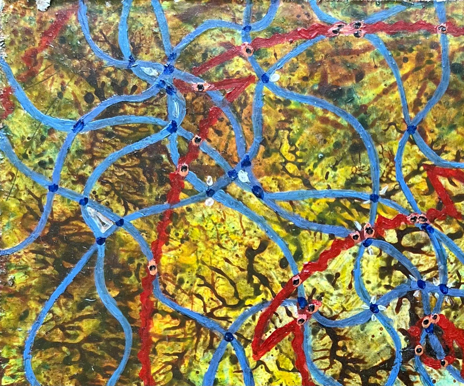 Pittura ad olio surrealista britannica degli anni '60 - 'Incontri' astratti in vendita 1