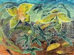 Vintage 1960's British Surrealist Oil Painting - Fantasy Clematis Floral Abstract