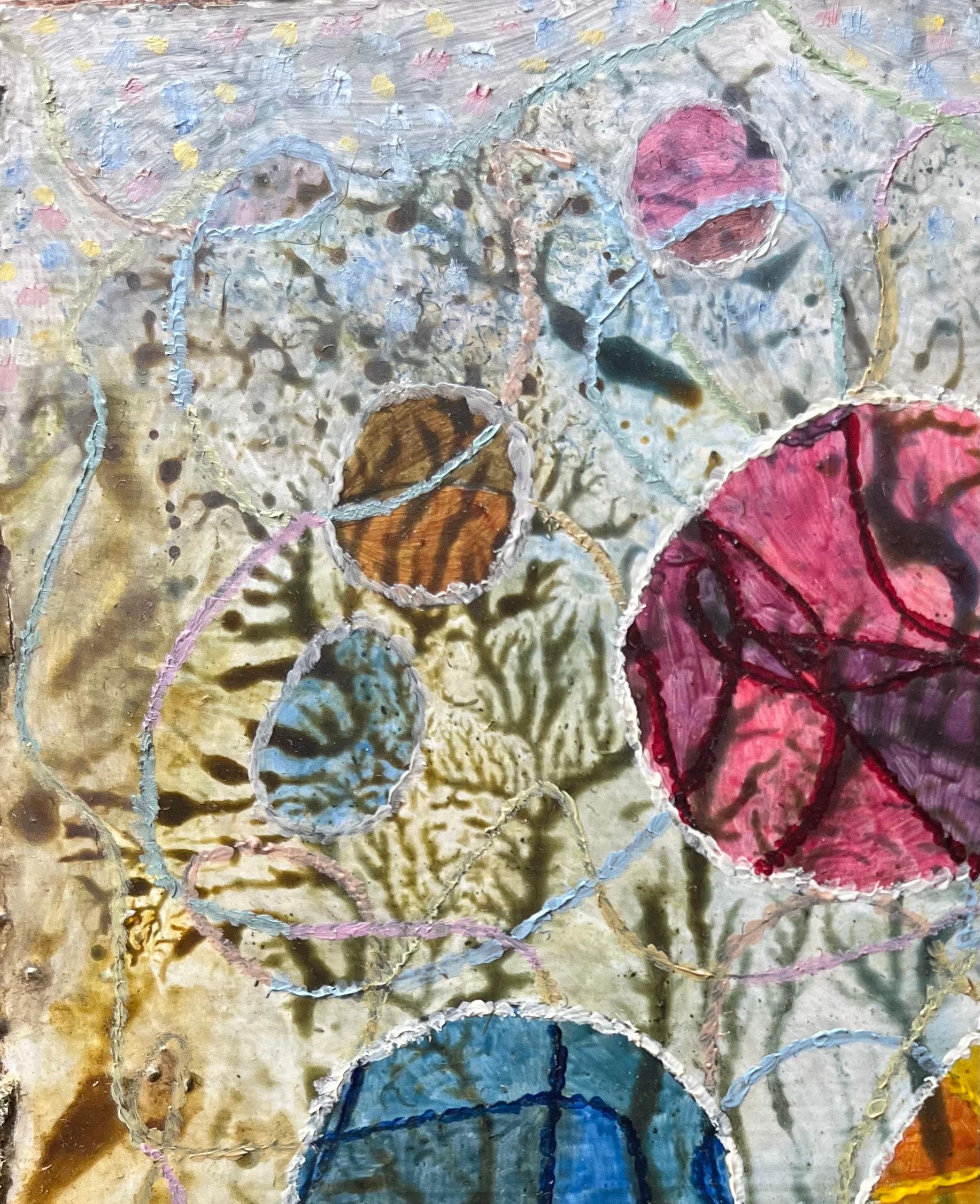 Peinture à l'huile surréaliste britannique des années 1960 - « Festival Time » abstrait en vente 1