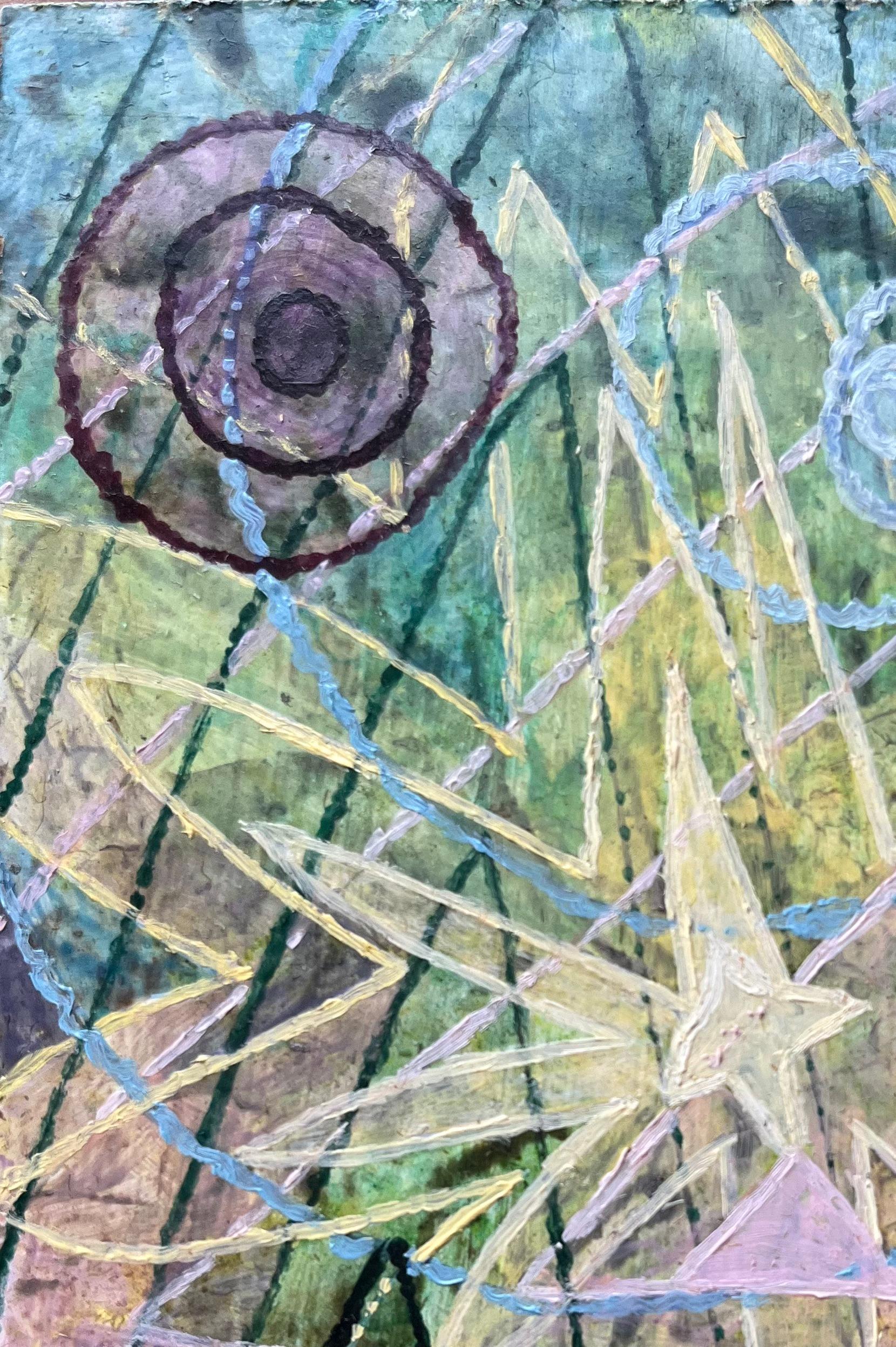 Título: Pintura al óleo surrealista británica de los años 60 - 