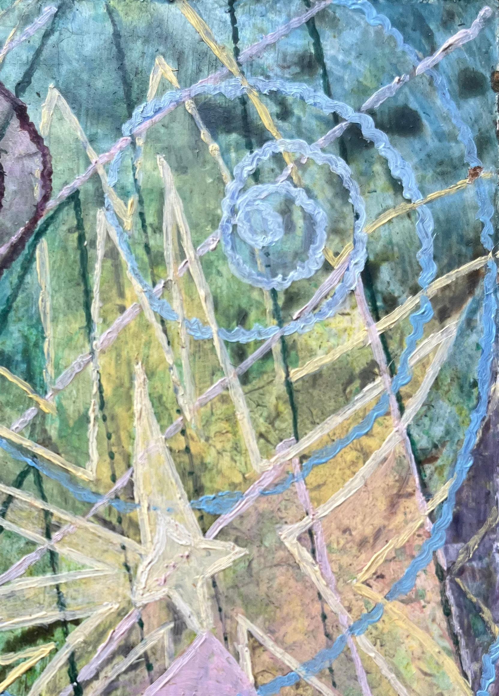 Pintura al óleo surrealista británica de los años 60 - 'Finito + Infinito: Abstracción geométrica en venta 1