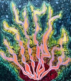 1960's British Surrealist Oil Painting - 'Fire' Abstract Study