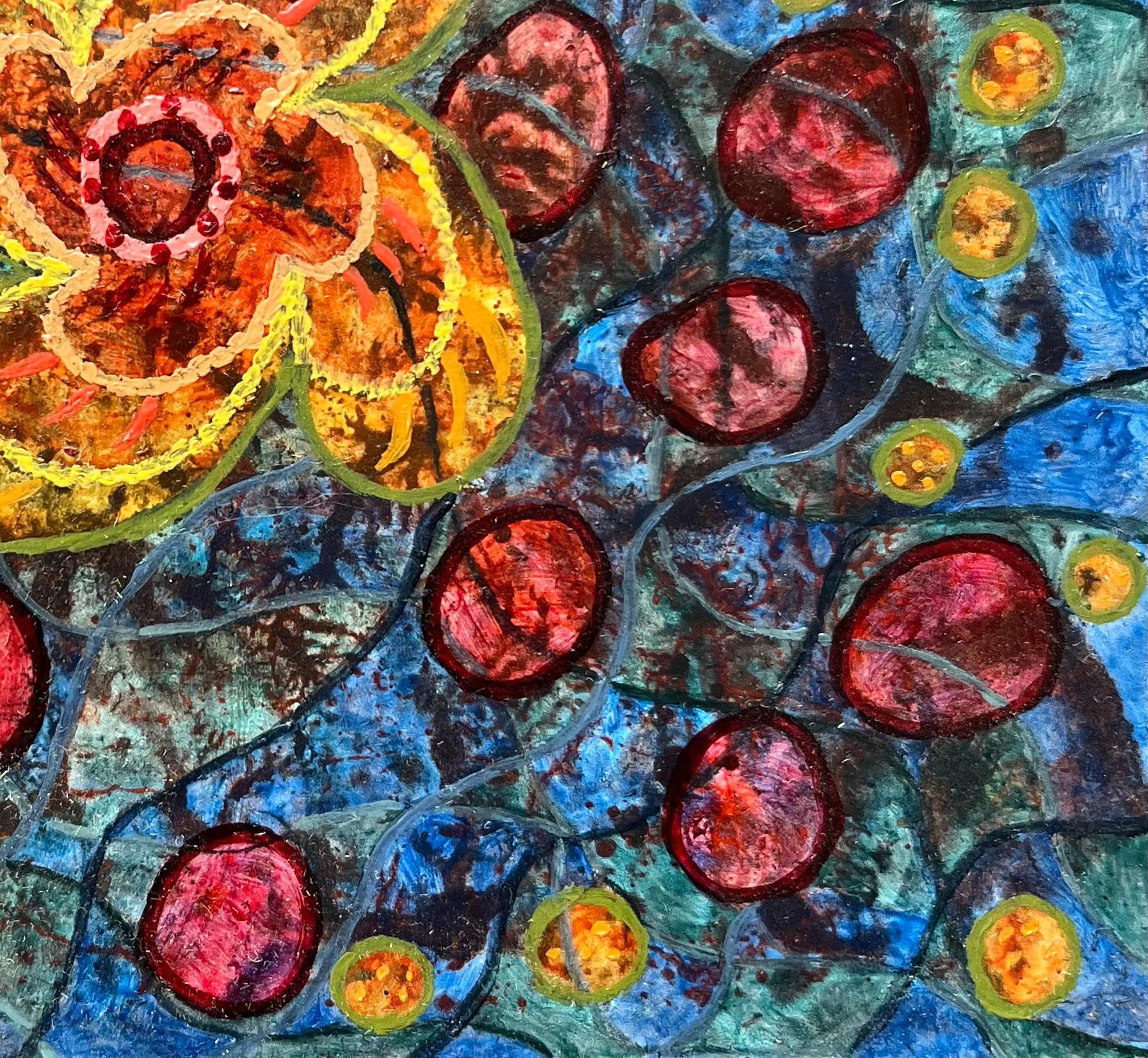 Pittura ad olio surrealista britannica degli anni '60 - Galleggiante: Composizione floreale astratta - Painting Surrealismo di Elvic Steele