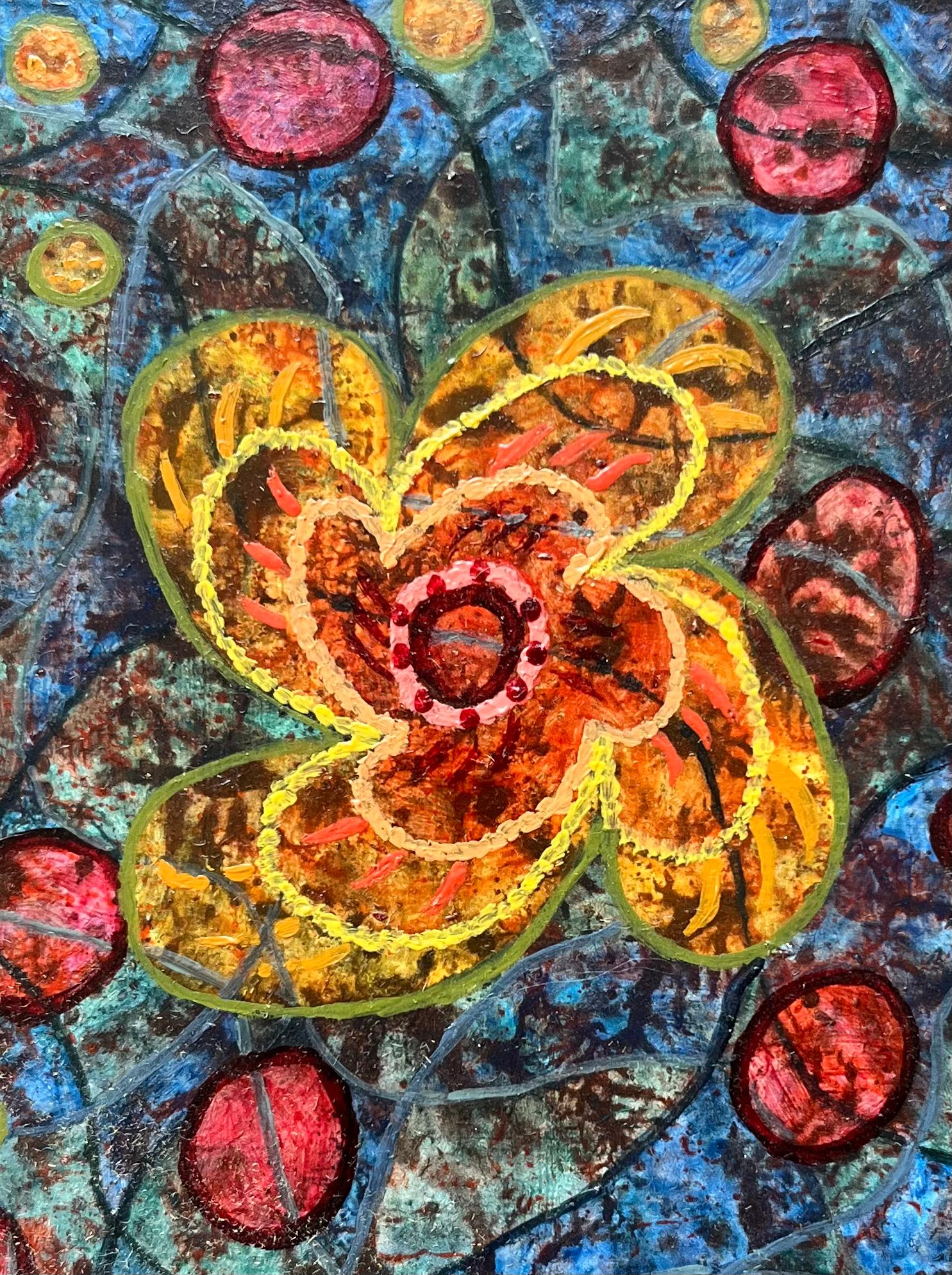 Titolo: Pittura ad olio surrealista britannica degli anni '60 - Galleggiante: Composizione floreale astratta
Artista: Elvic Steele
Mezzo: Olio su tavola, senza cornice
Dimensioni: 5,5 altezza x 6 larghezza
Condizioni: Buono 
Provenienza: tutti i