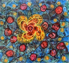1960's British Surrealist Oil Painting - Floating: Abstract Floral Composition