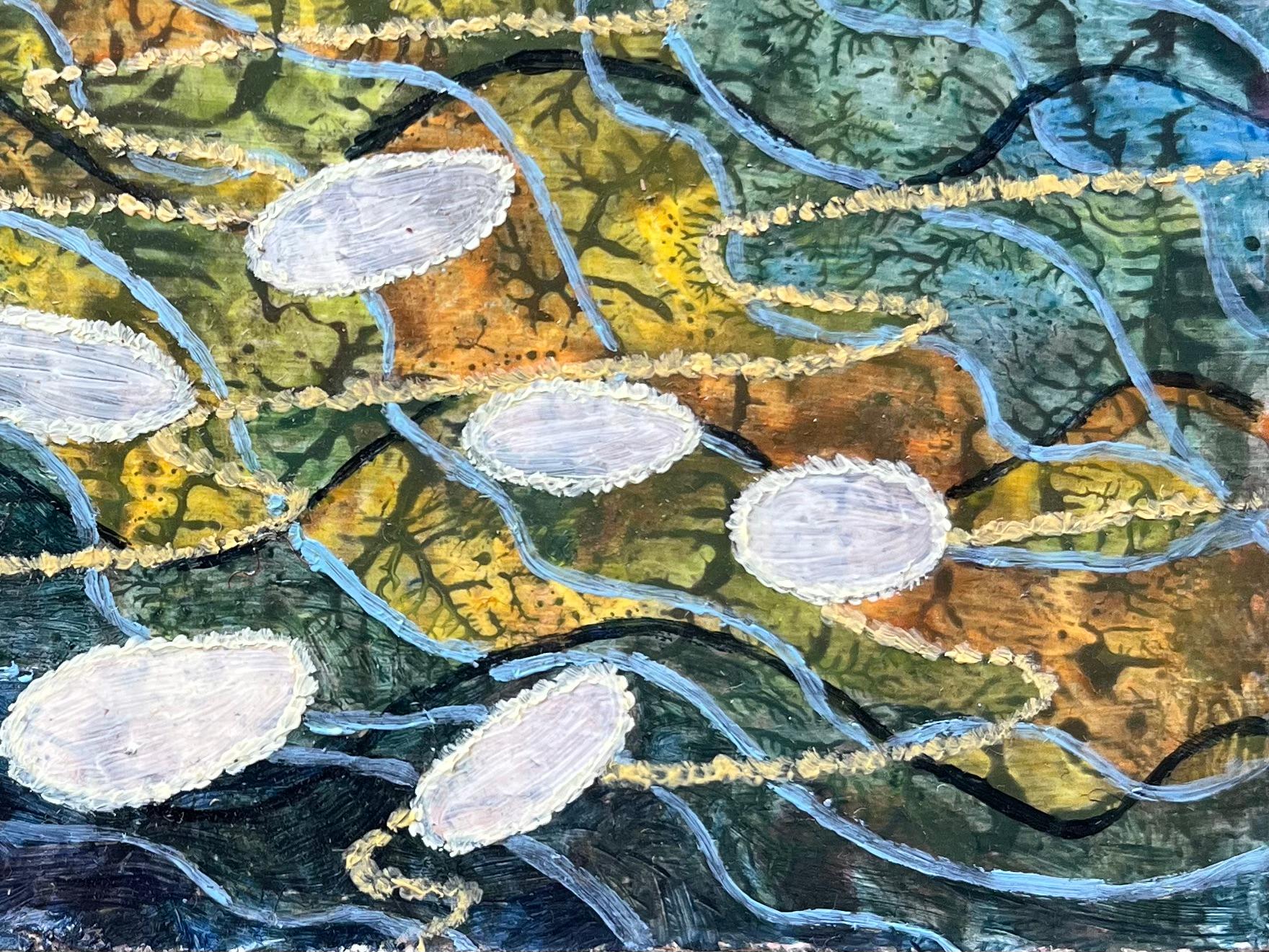 Pittura a olio surrealista britannica degli anni '60 - astratta 
